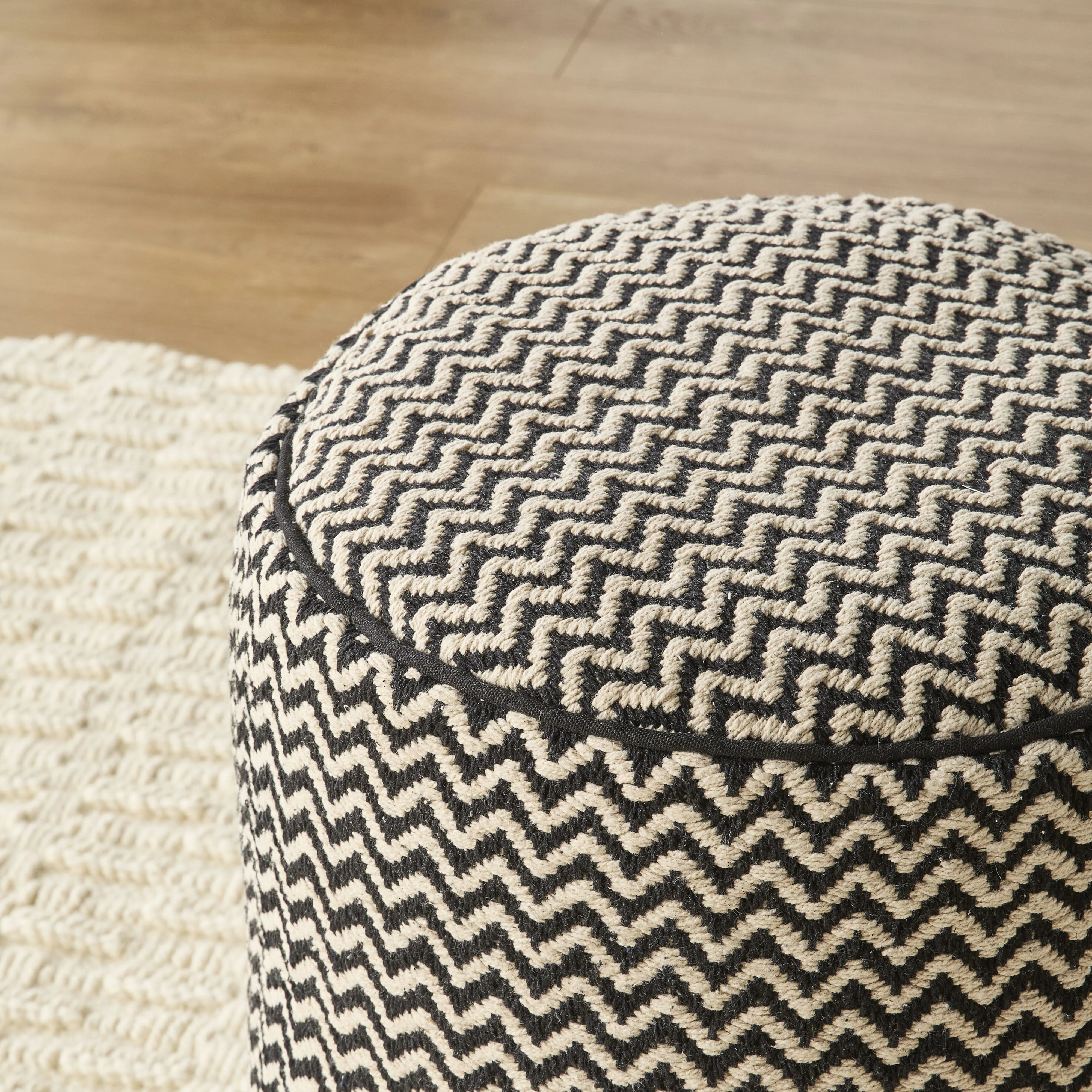 Bellevue Chevron Round Pouf - Image 5
