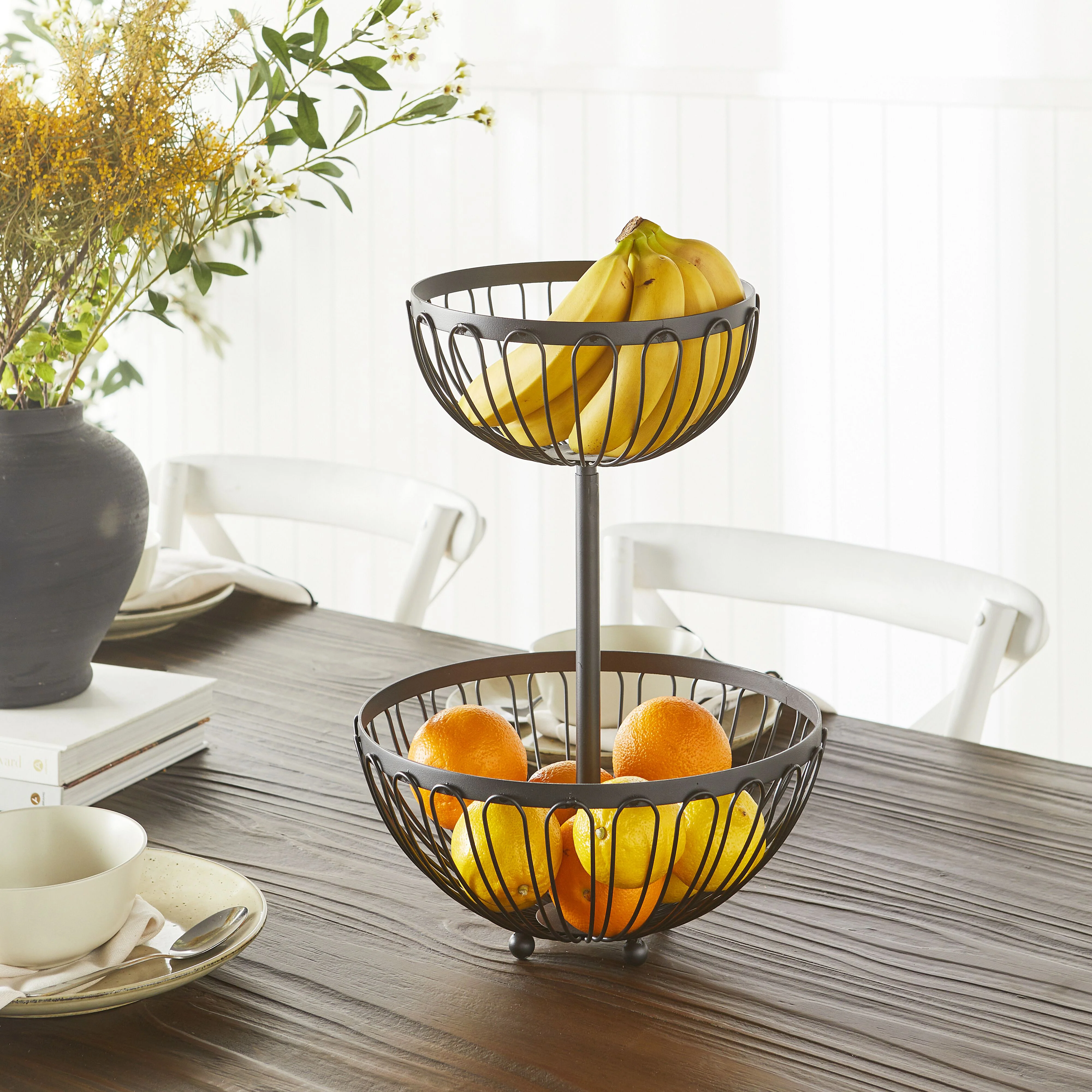 Black 2 Tier Fruit Basket 30x43x30cm - Image 3