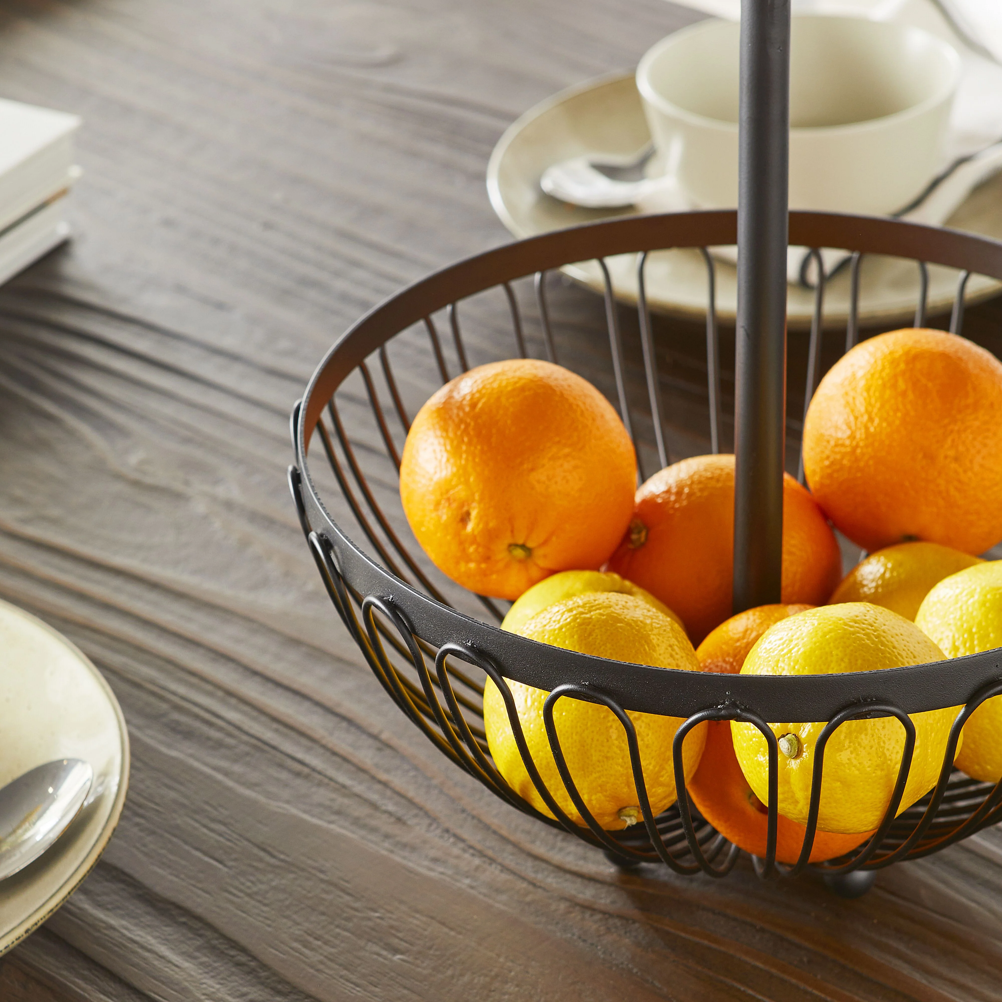 Black 2 Tier Fruit Basket 30x43x30cm - Image 4
