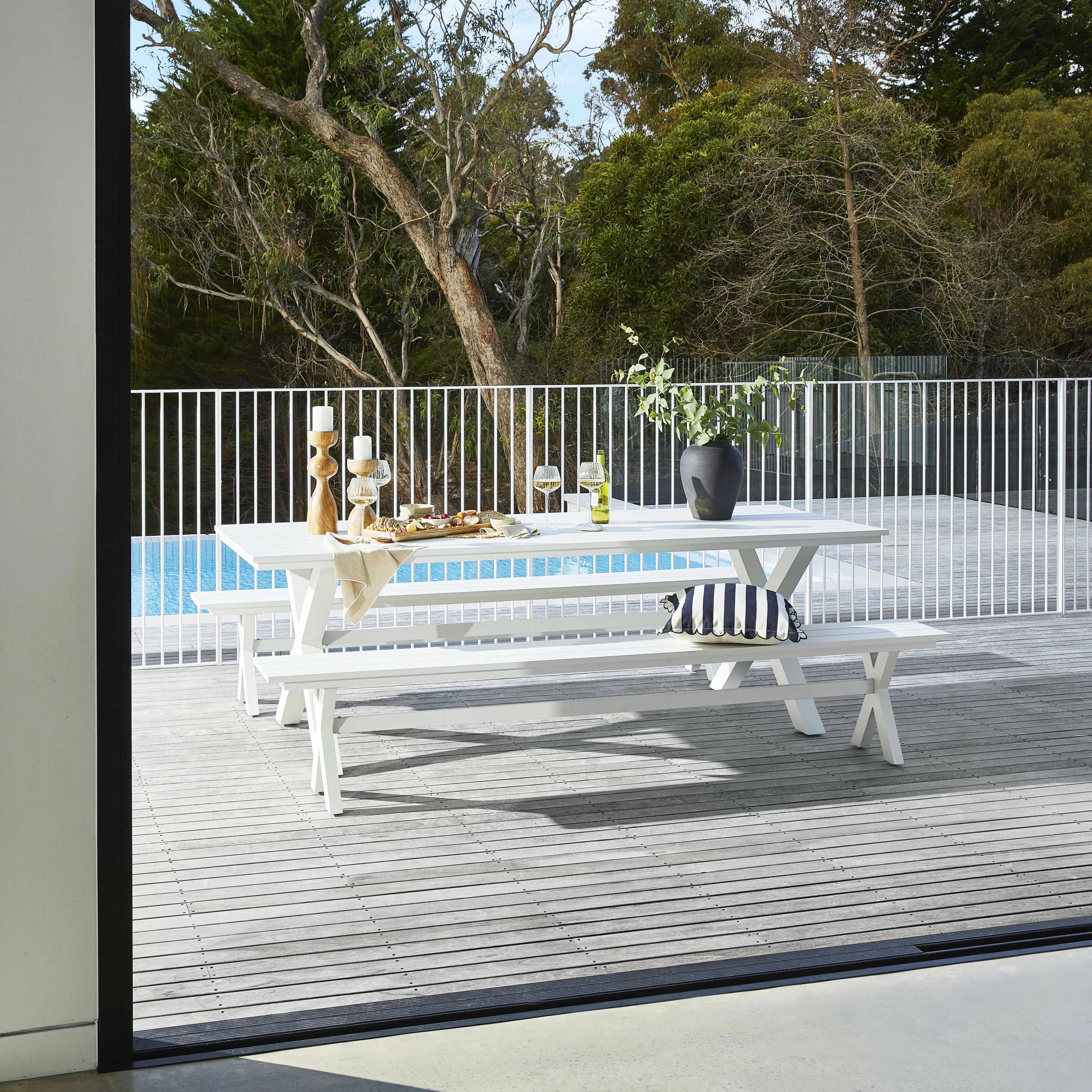Blake Aluminium Dining Bench 240cm White - Image 6