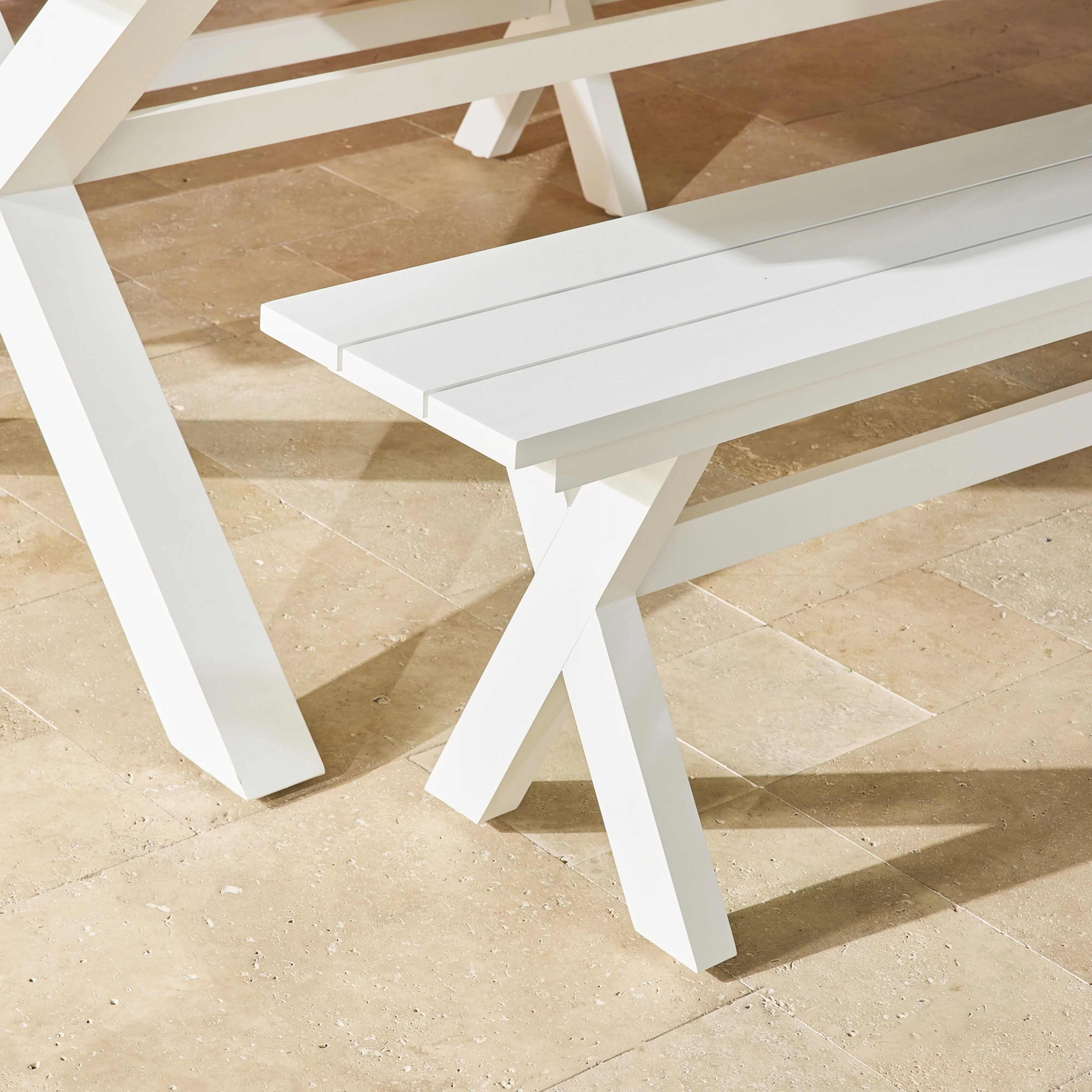 Blake Aluminium Dining Bench 300cm White - Image 8