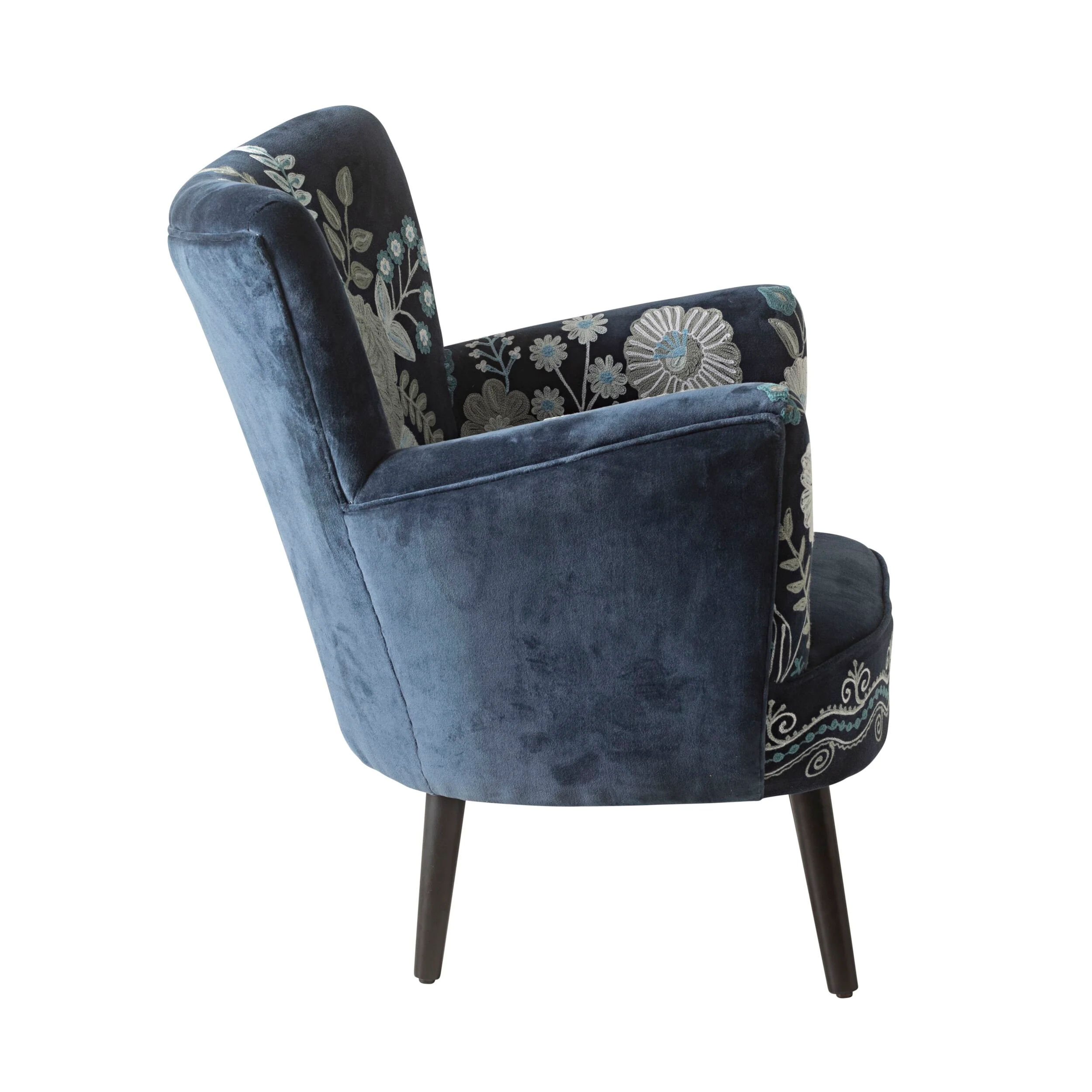 Blooms Embroidered Armchair Indigo - Image 3