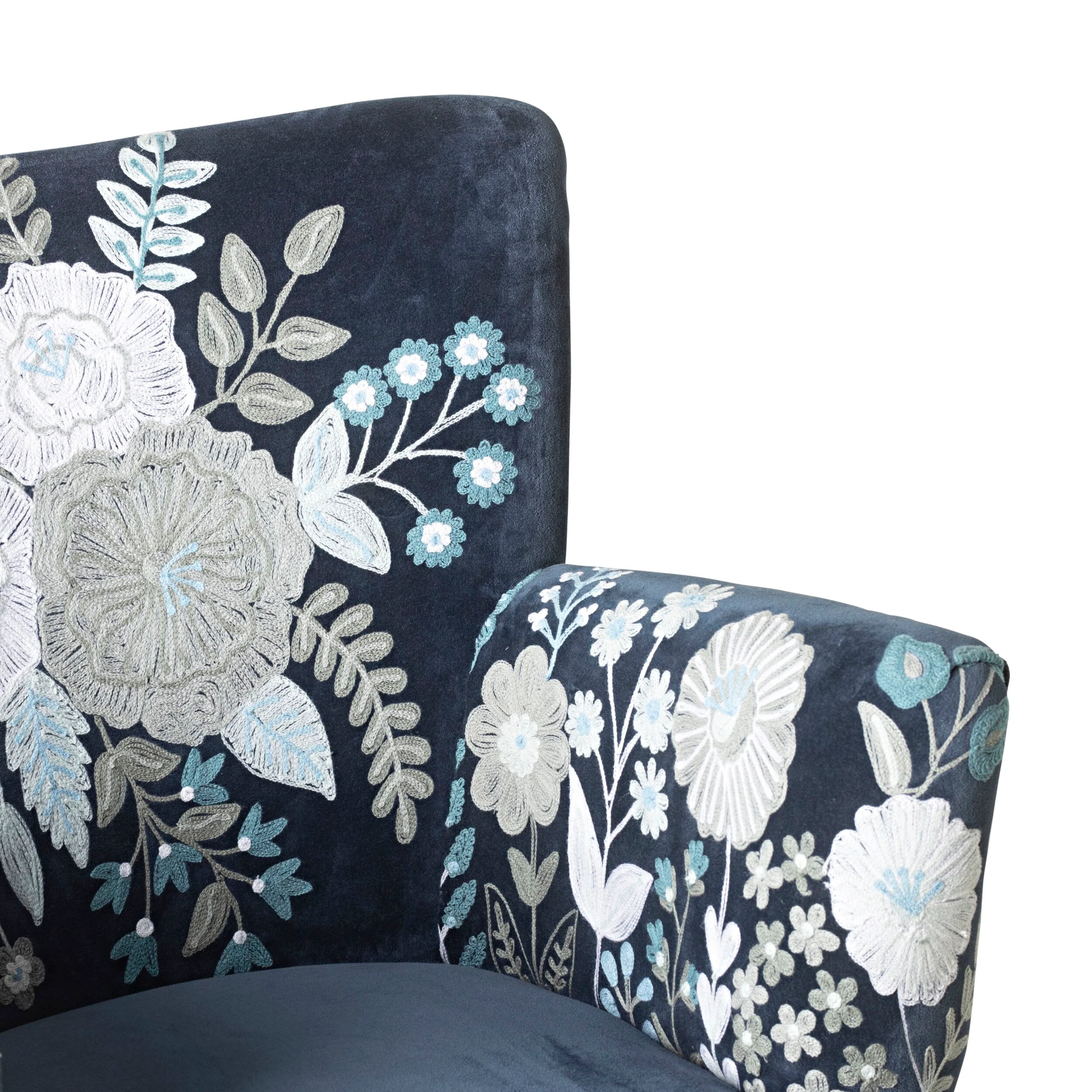 Blooms Embroidered Armchair Indigo - Image 5