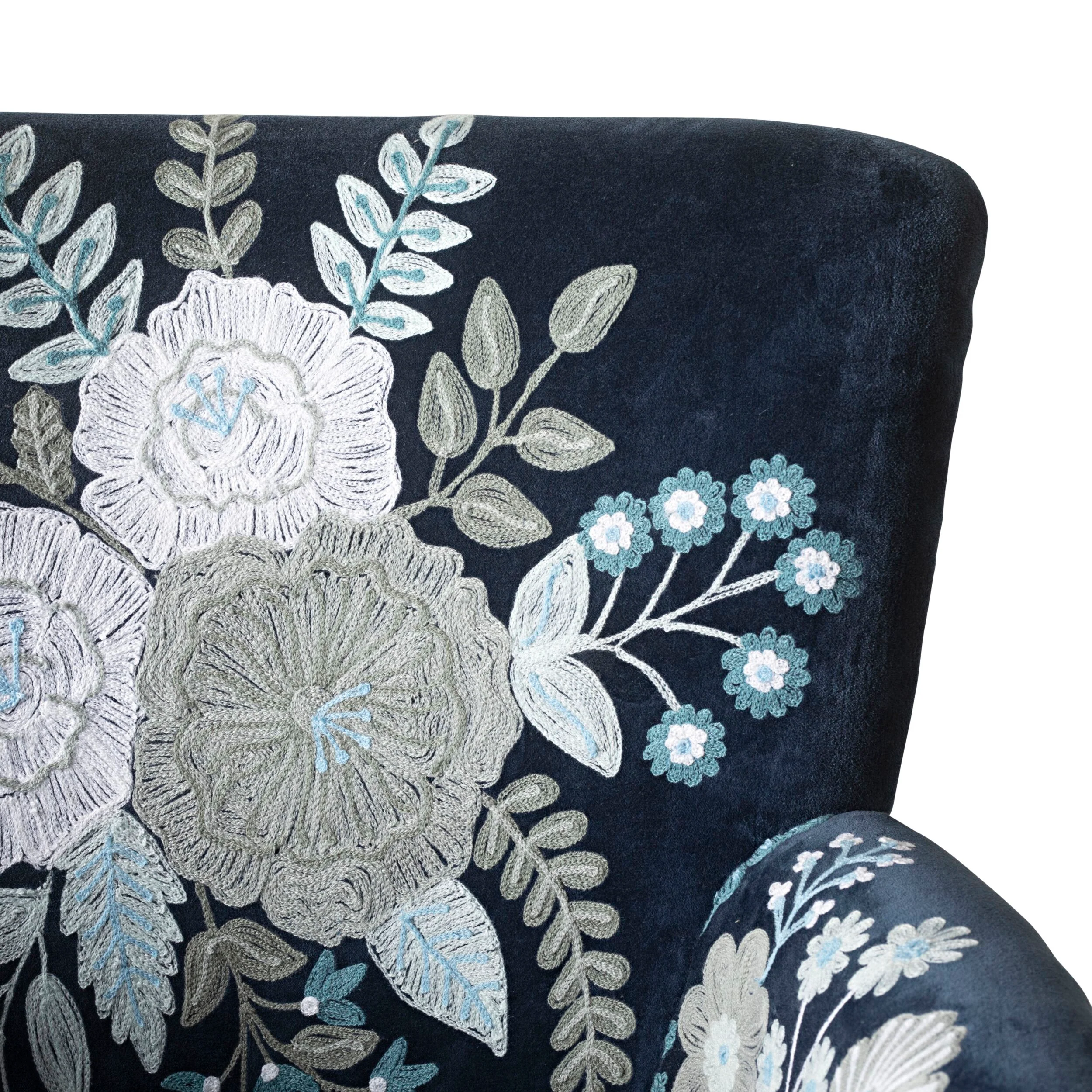 Blooms Embroidered Armchair Indigo - Image 6