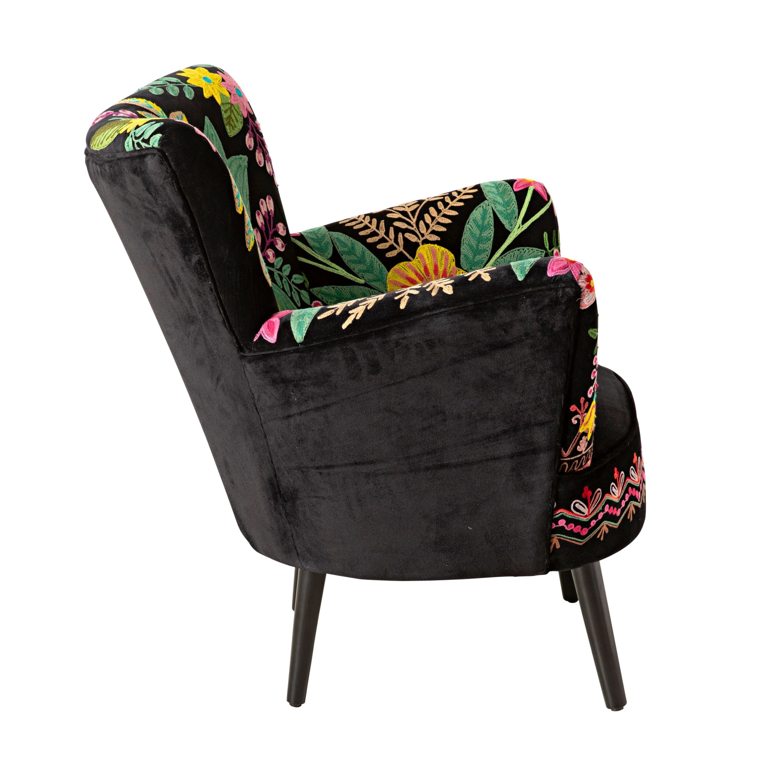 Blossom Embroidered Armchair Black - Image 3