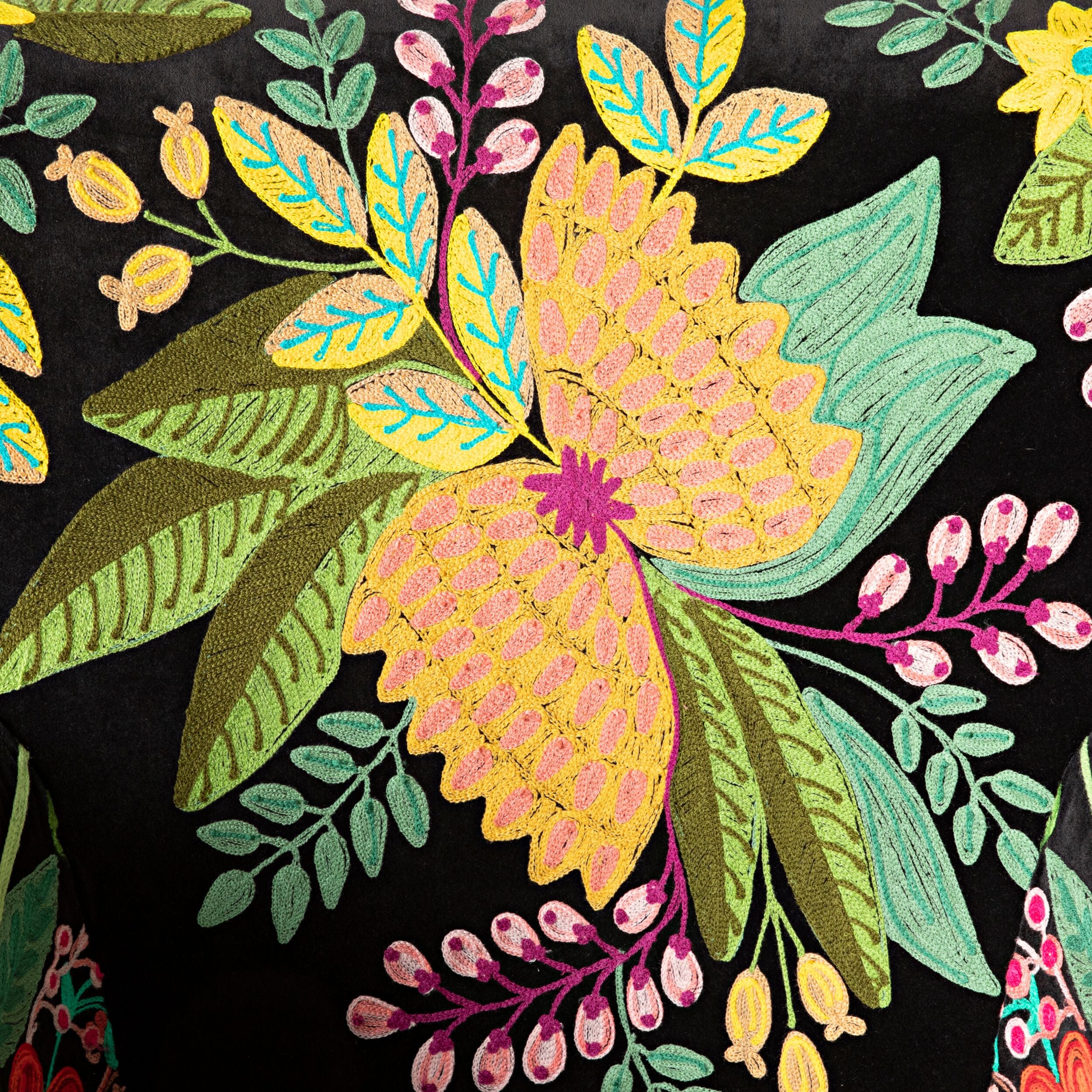 Blossom Embroidered Armchair Black - Image 6