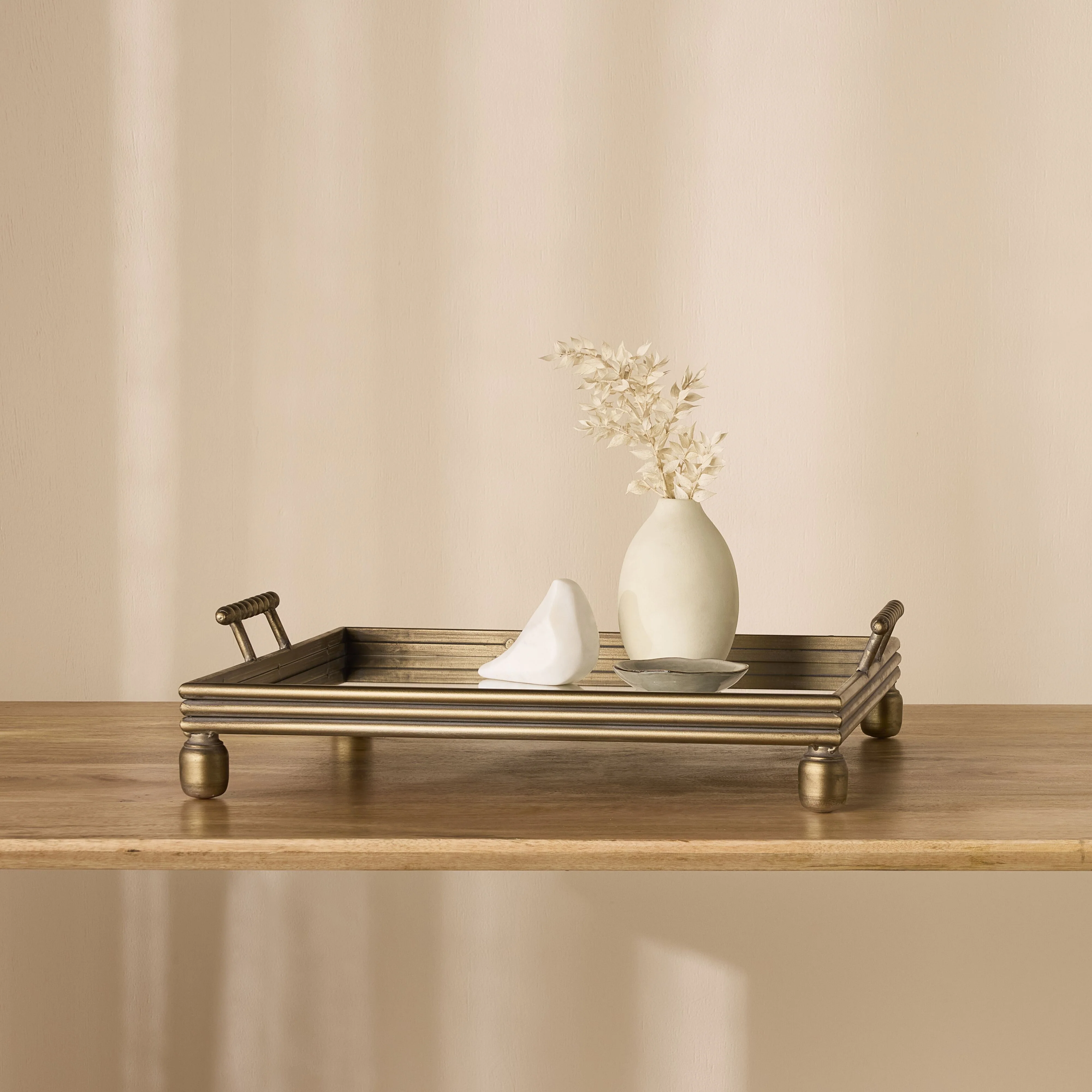 Bobble Handle Mirrored Tray 56cm - Image 4