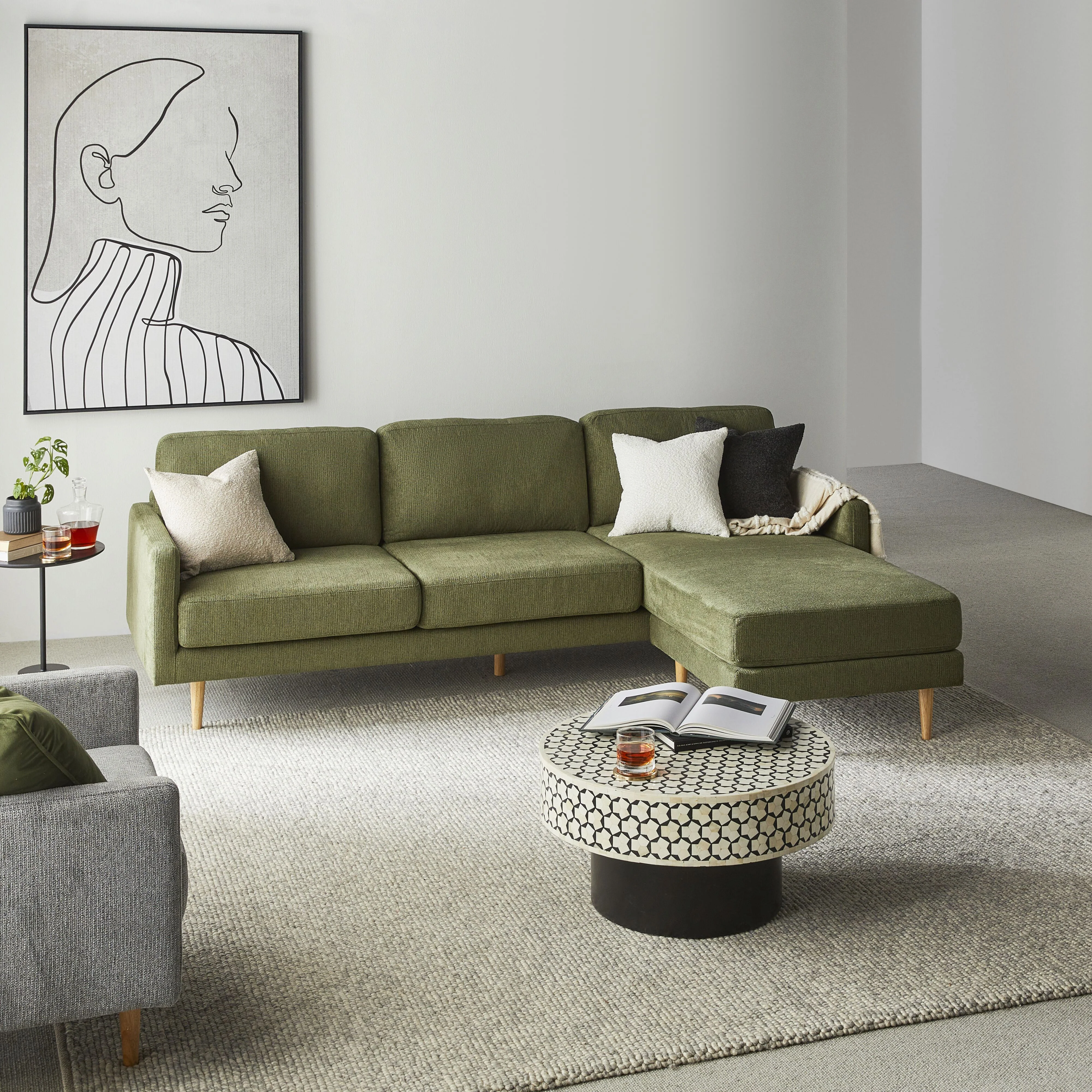 Boden 3 Seater Sofa with Reversible Chaise Sorrento Olive - Image 11