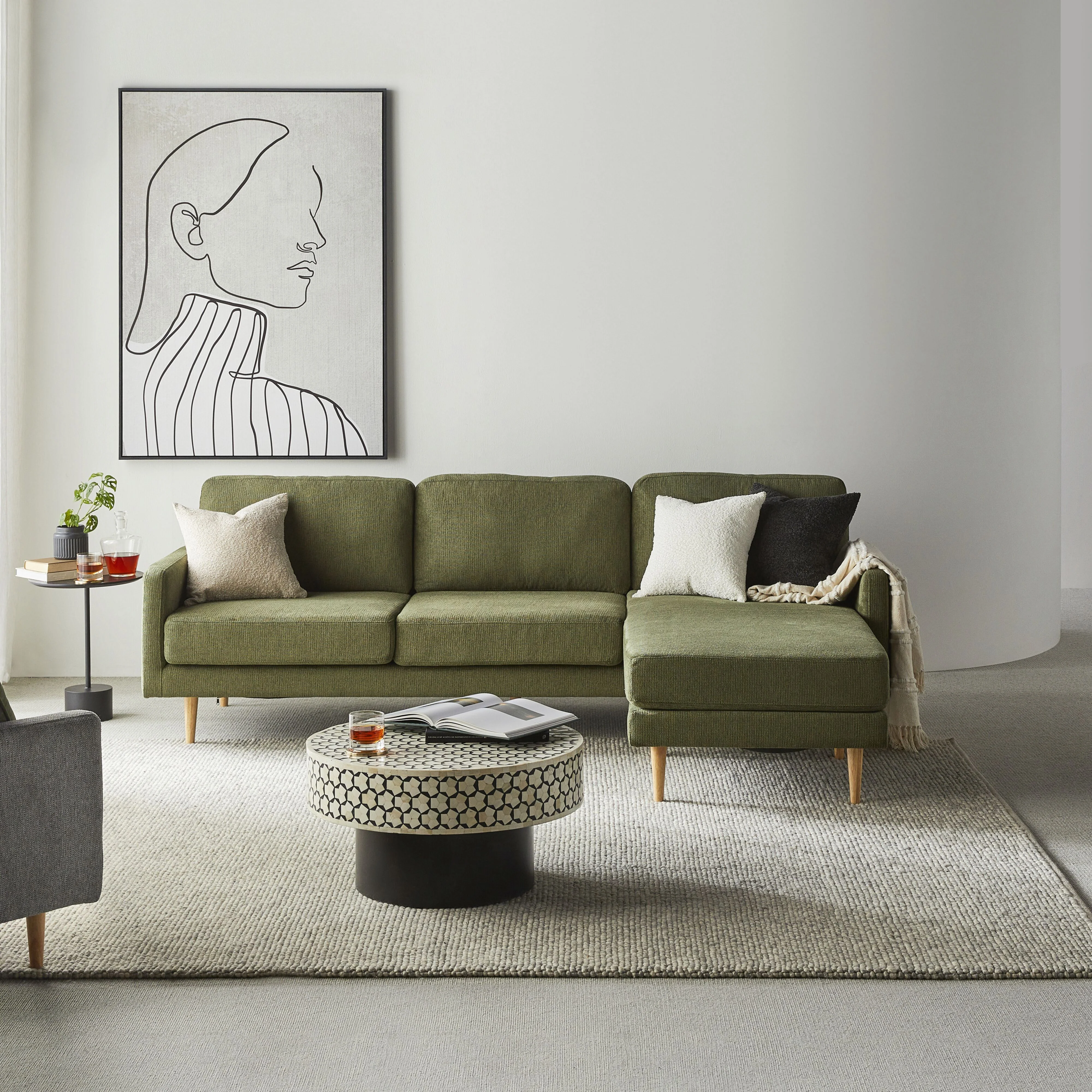 Boden 3 Seater Sofa with Reversible Chaise Sorrento Olive - Image 8