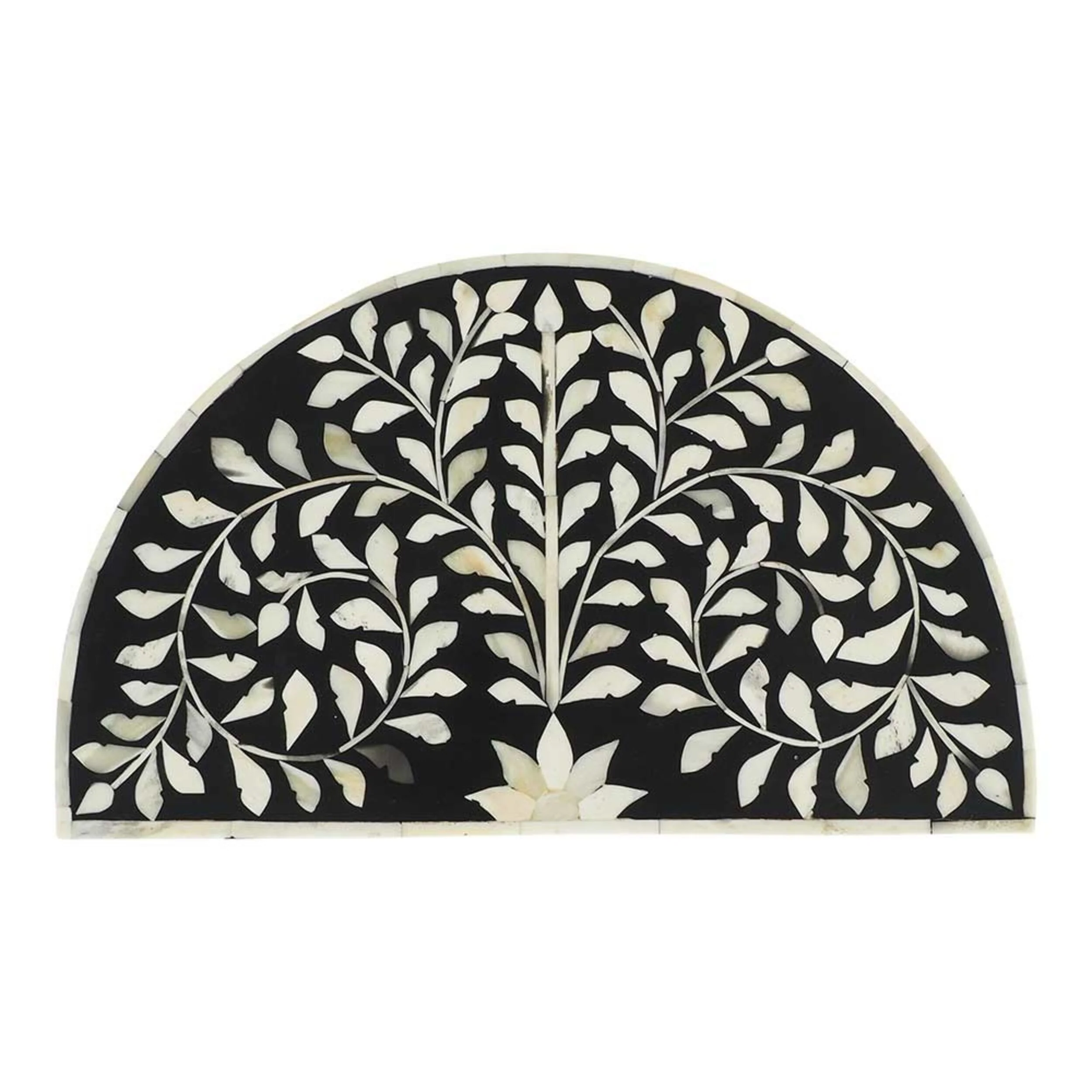 Bone Inlay Half Moon Side Table Black with Black Frame 53cm - Image 3