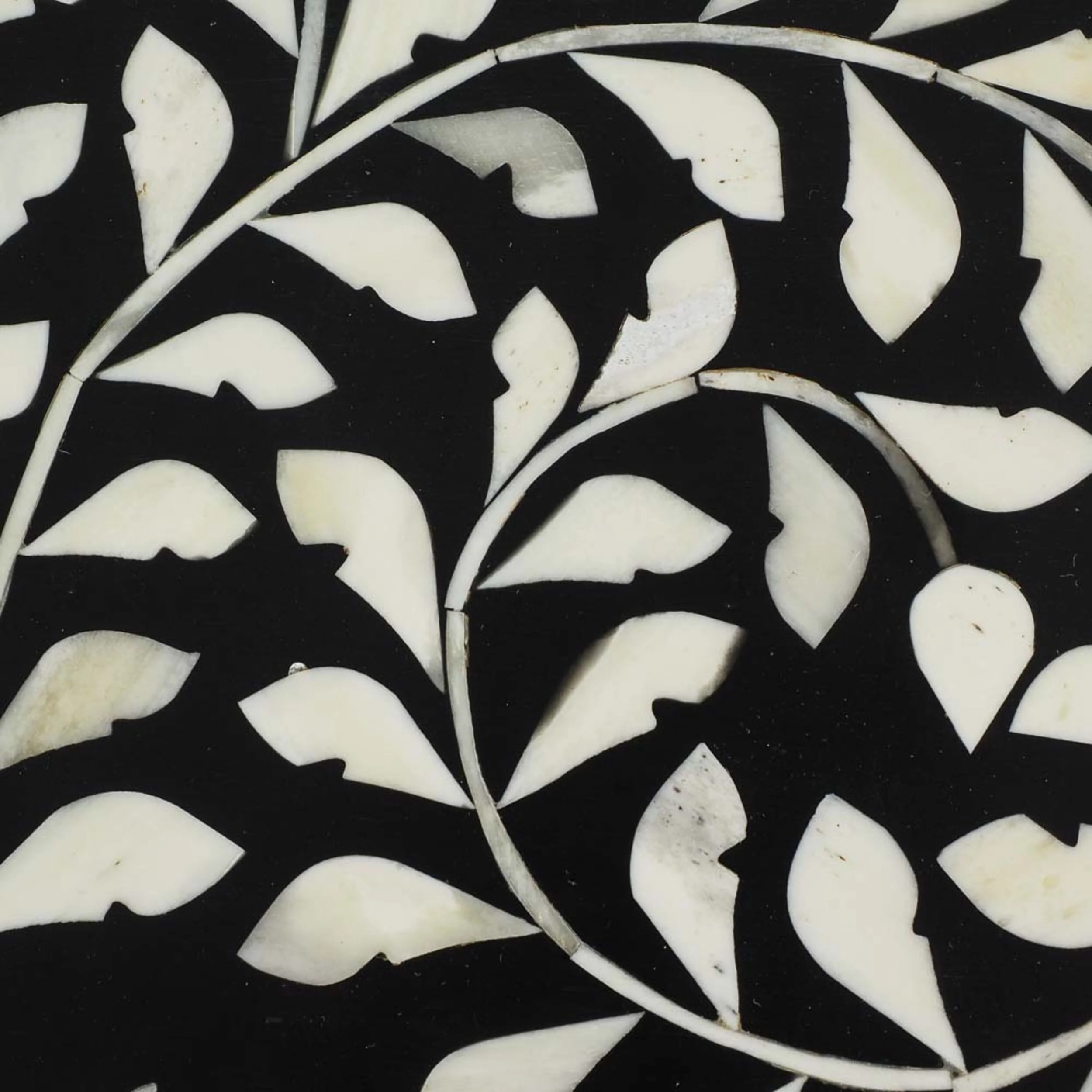 Bone Inlay Half Moon Side Table Black with Black Frame 53cm - Image 4