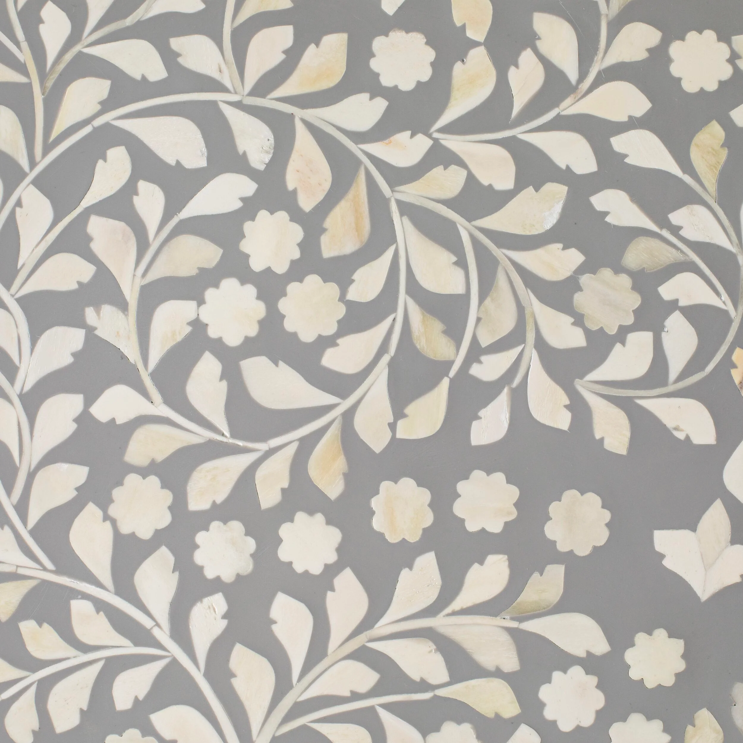 Bone Inlay Round Coffee Table Grey with Gold Frame 75cm - Image 5