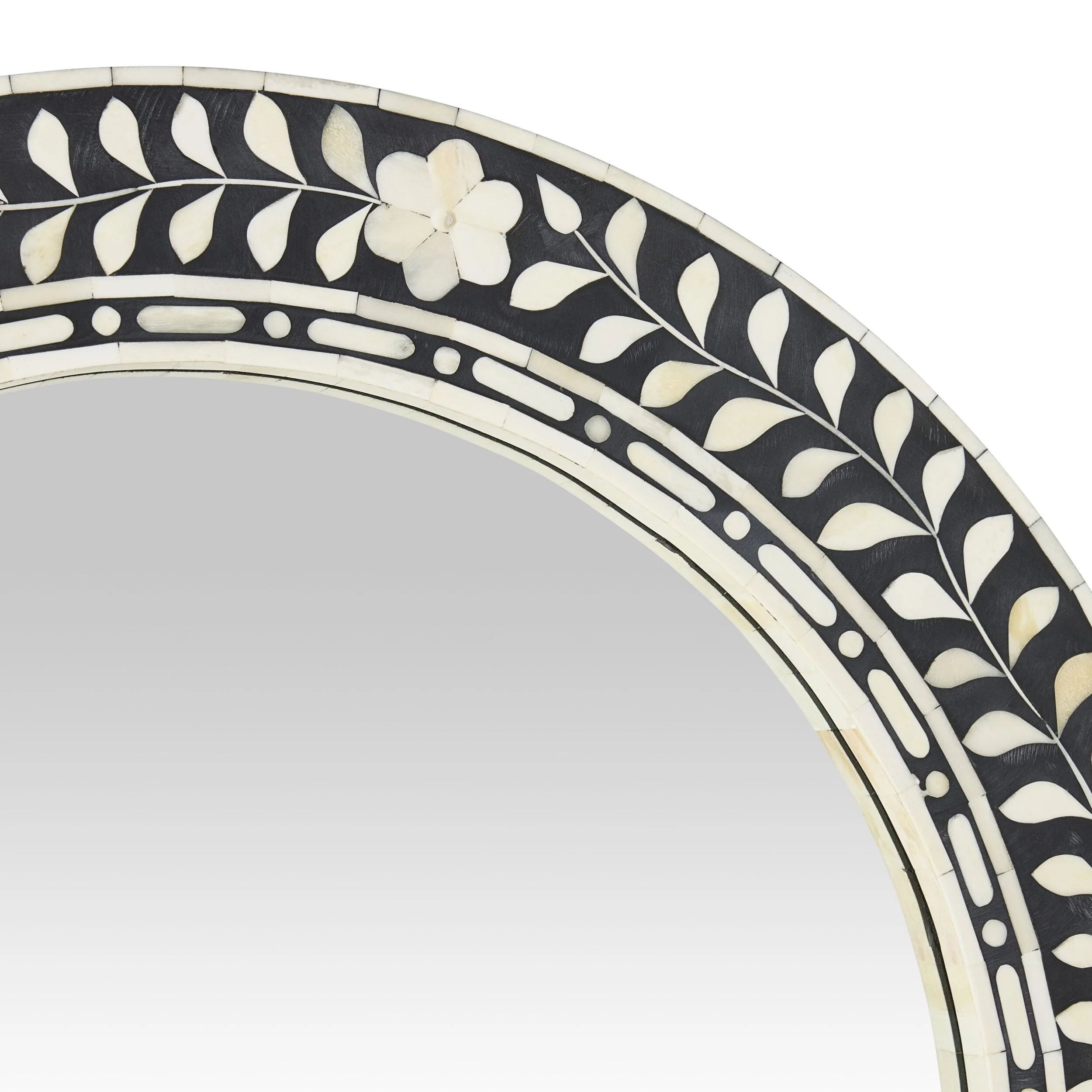 Bone Inlay Round Mirror Black and White 60cm - Image 2