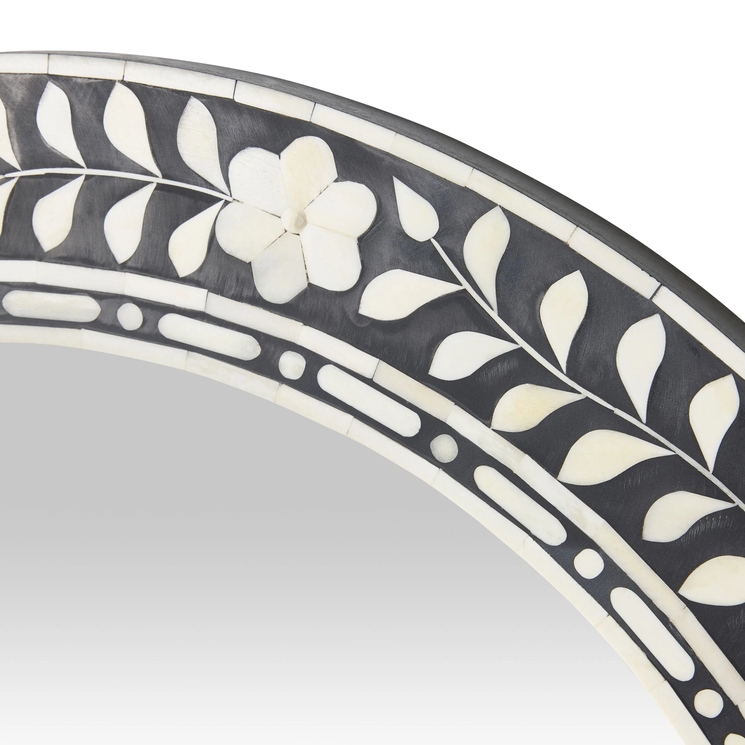 Bone Inlay Round Mirror Black and White 60cm - Image 3