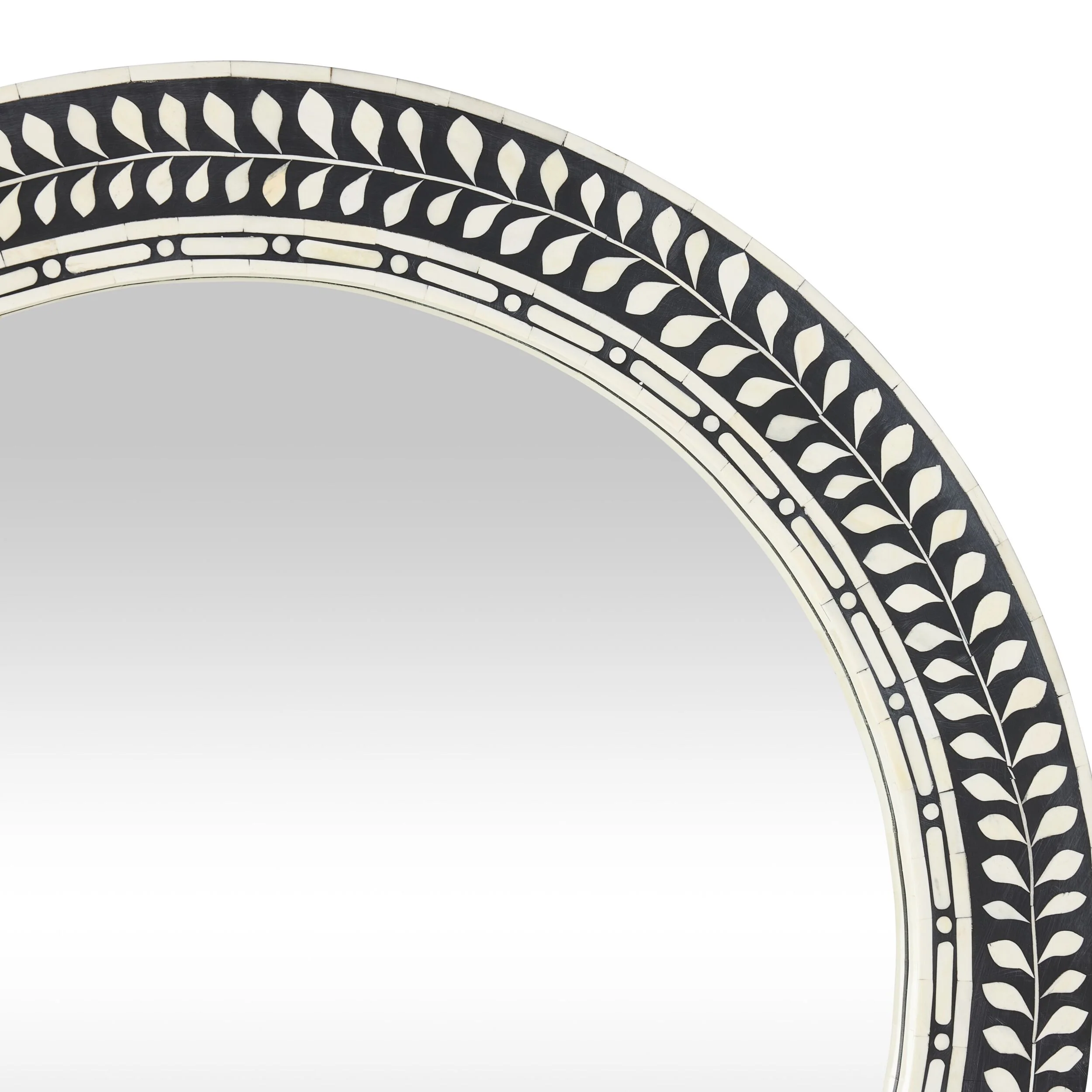 Bone Inlay Round Mirror Black and White 90cm - Image 2