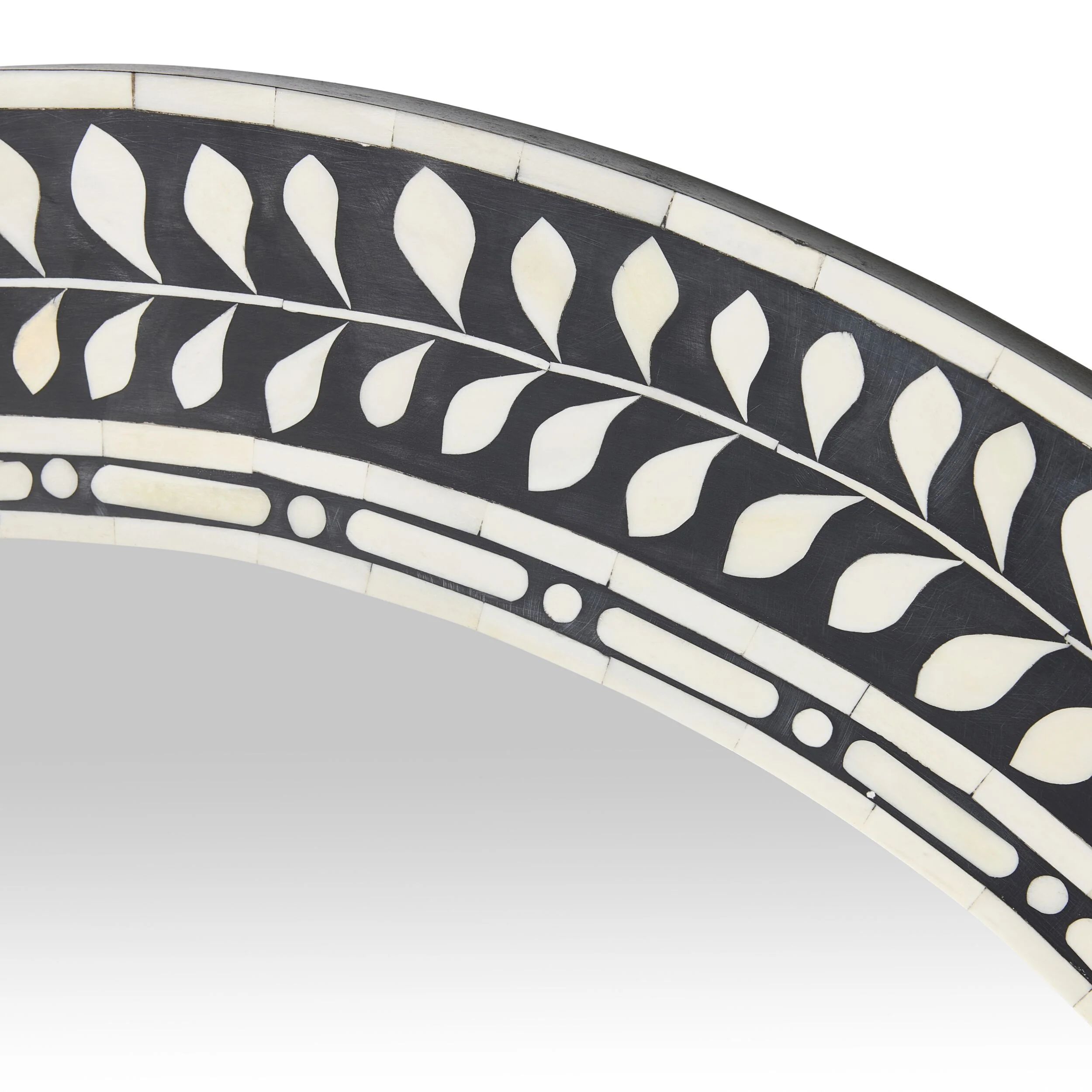 Bone Inlay Round Mirror Black and White 90cm - Image 3