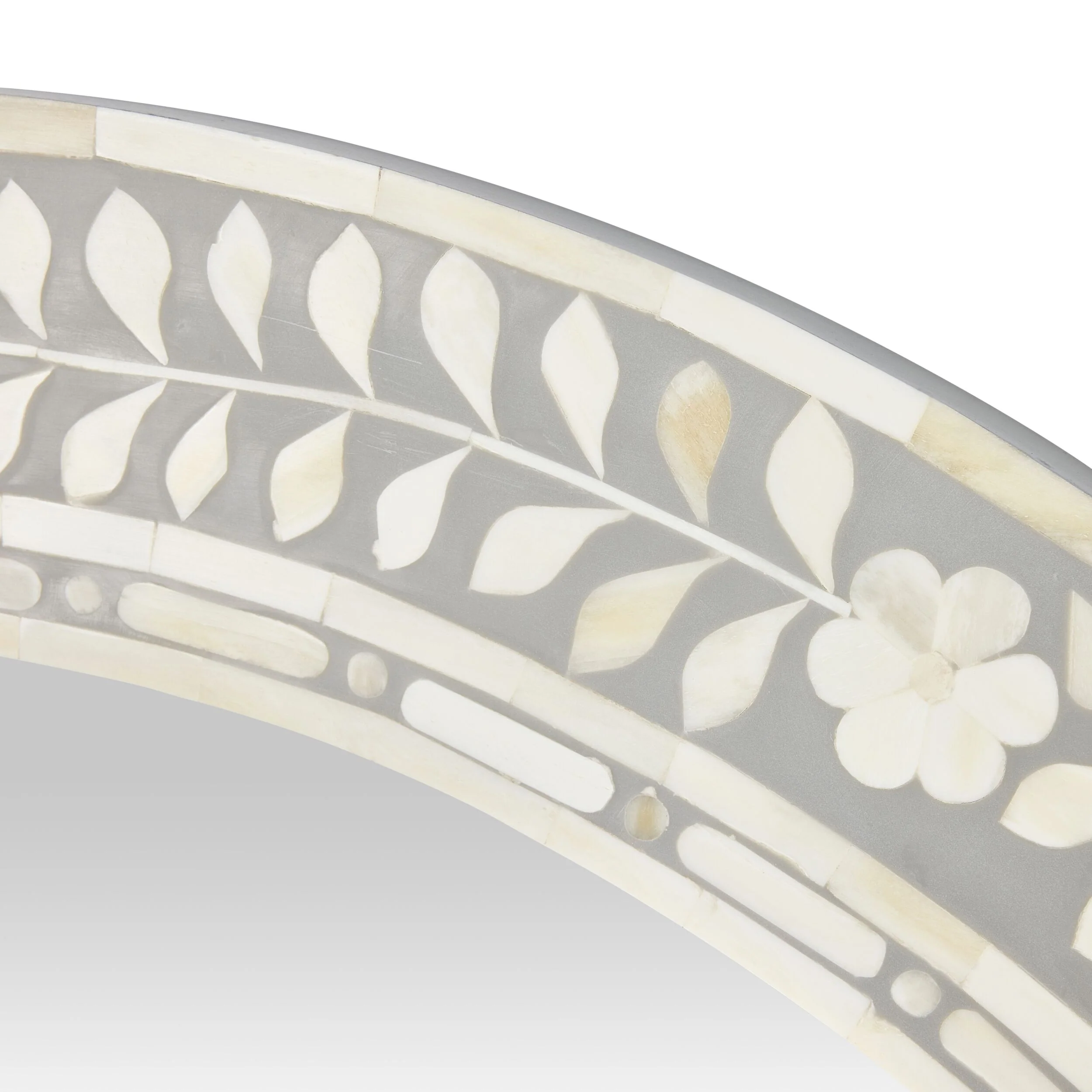 Bone Inlay Round Mirror Grey and White 90cm - Image 3