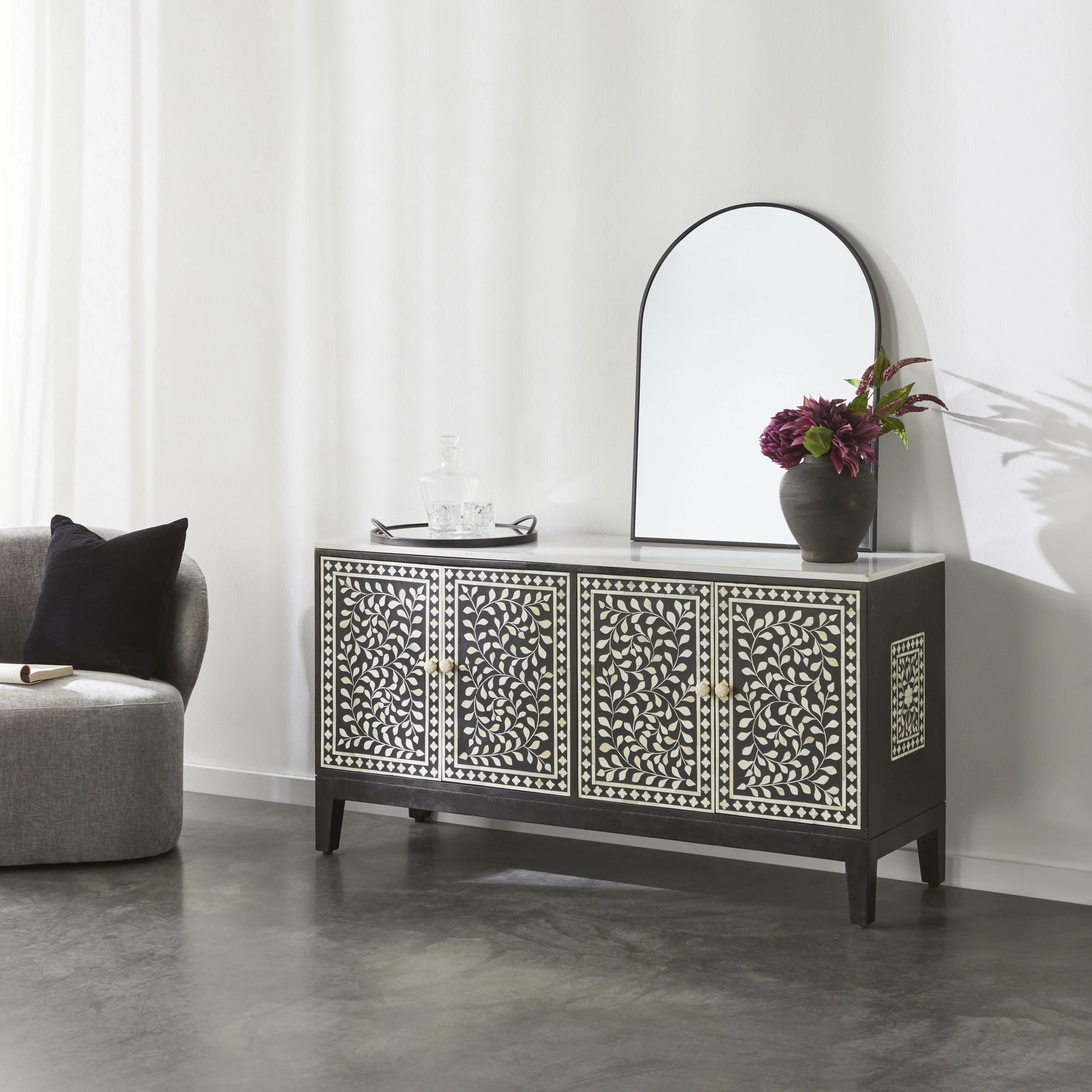 Bone Inlay Sideboard Black - Image 10