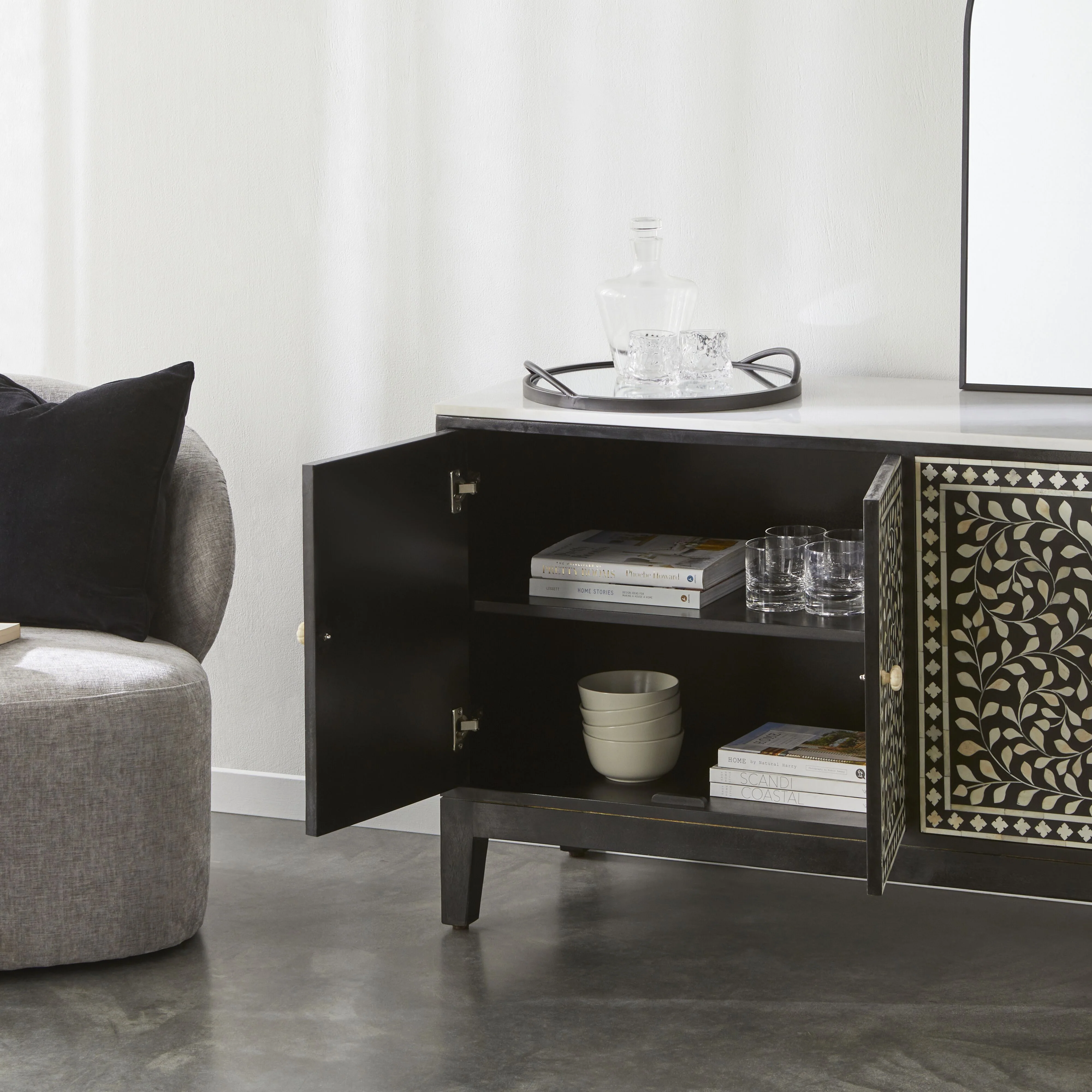 Bone Inlay Sideboard Black - Image 8