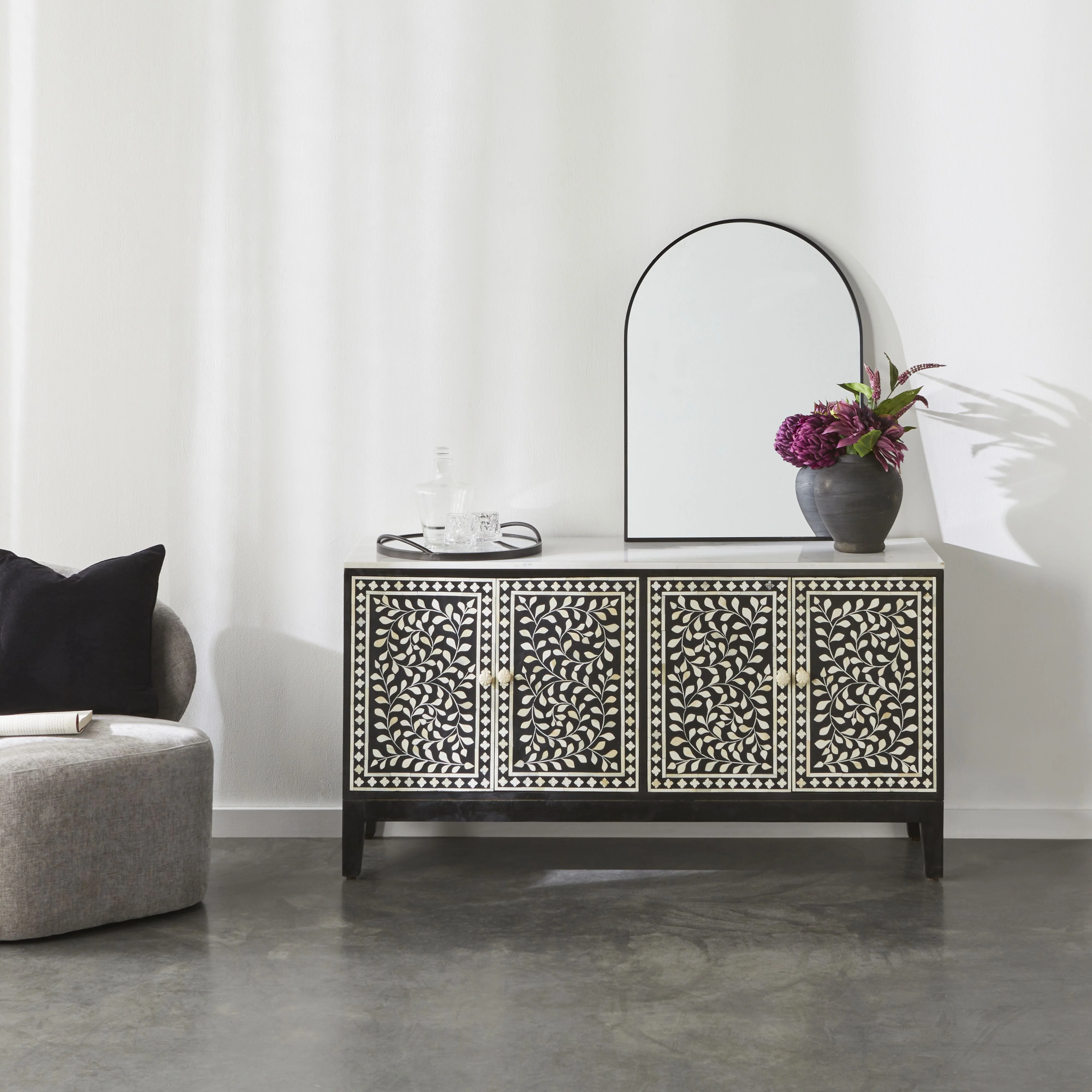Bone Inlay Sideboard Black - Image 9