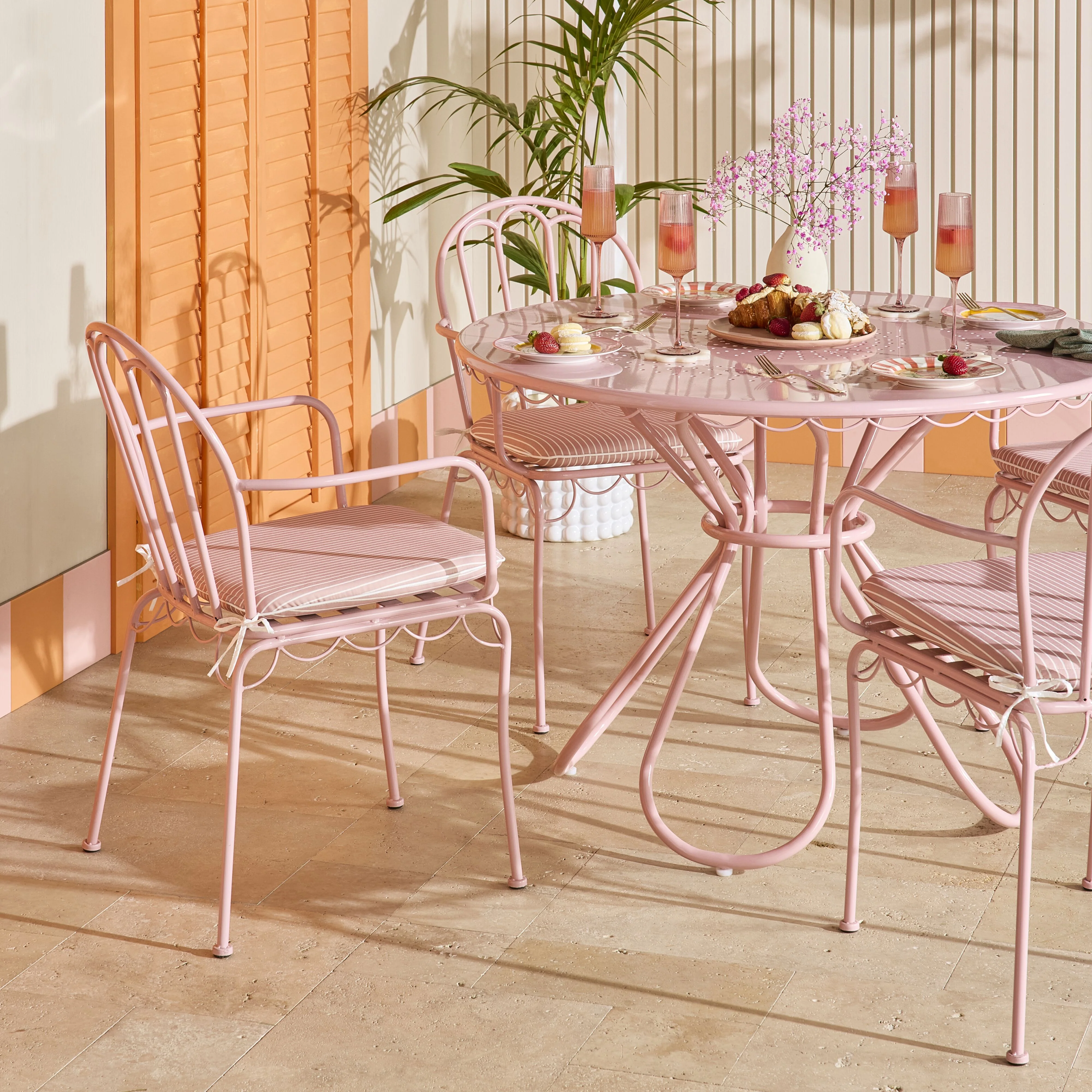 Bonnie Round Outdoor Dining Table 110cm Rose Pink - Image 5
