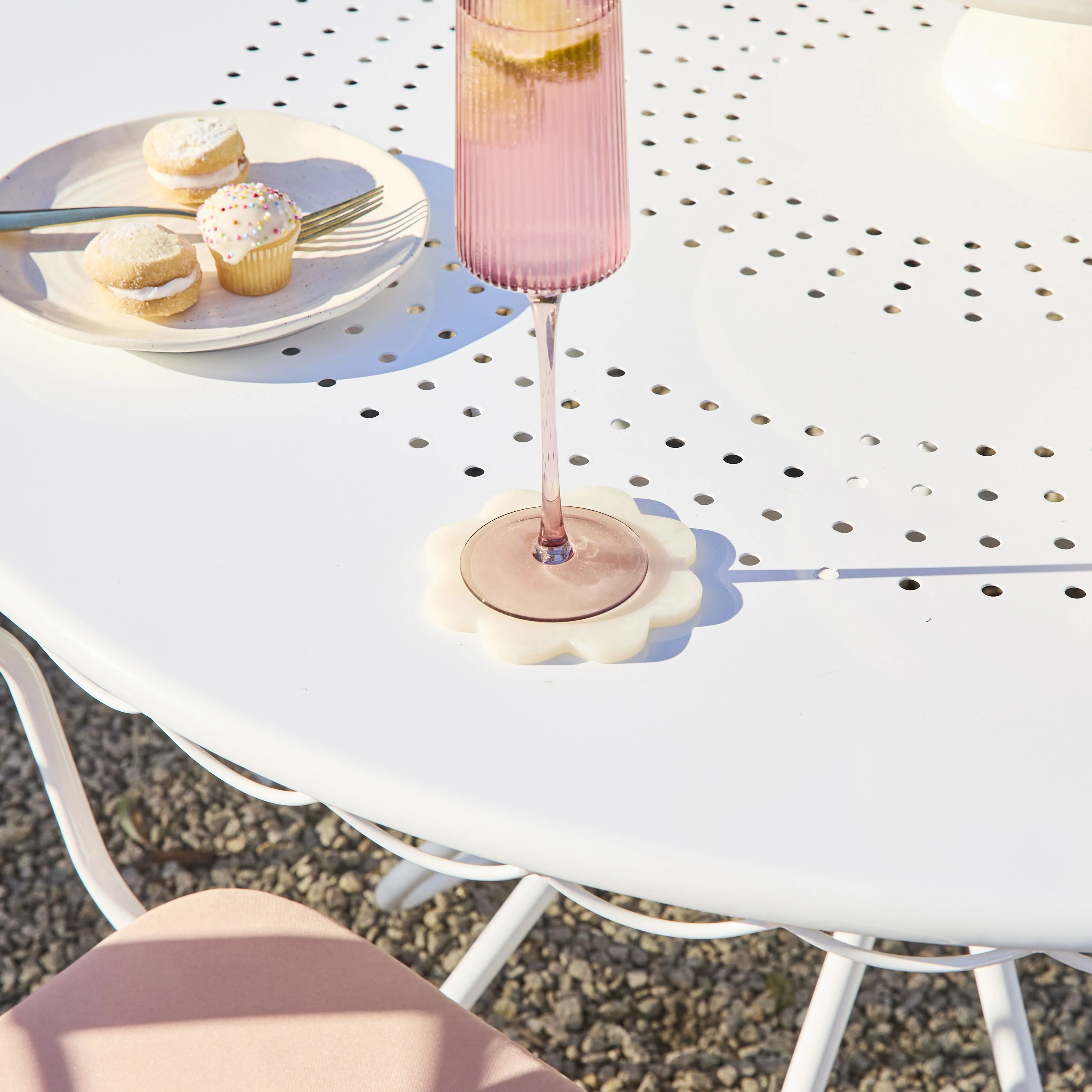 Bonnie Round Outdoor Dining Table 110cm White - Image 6