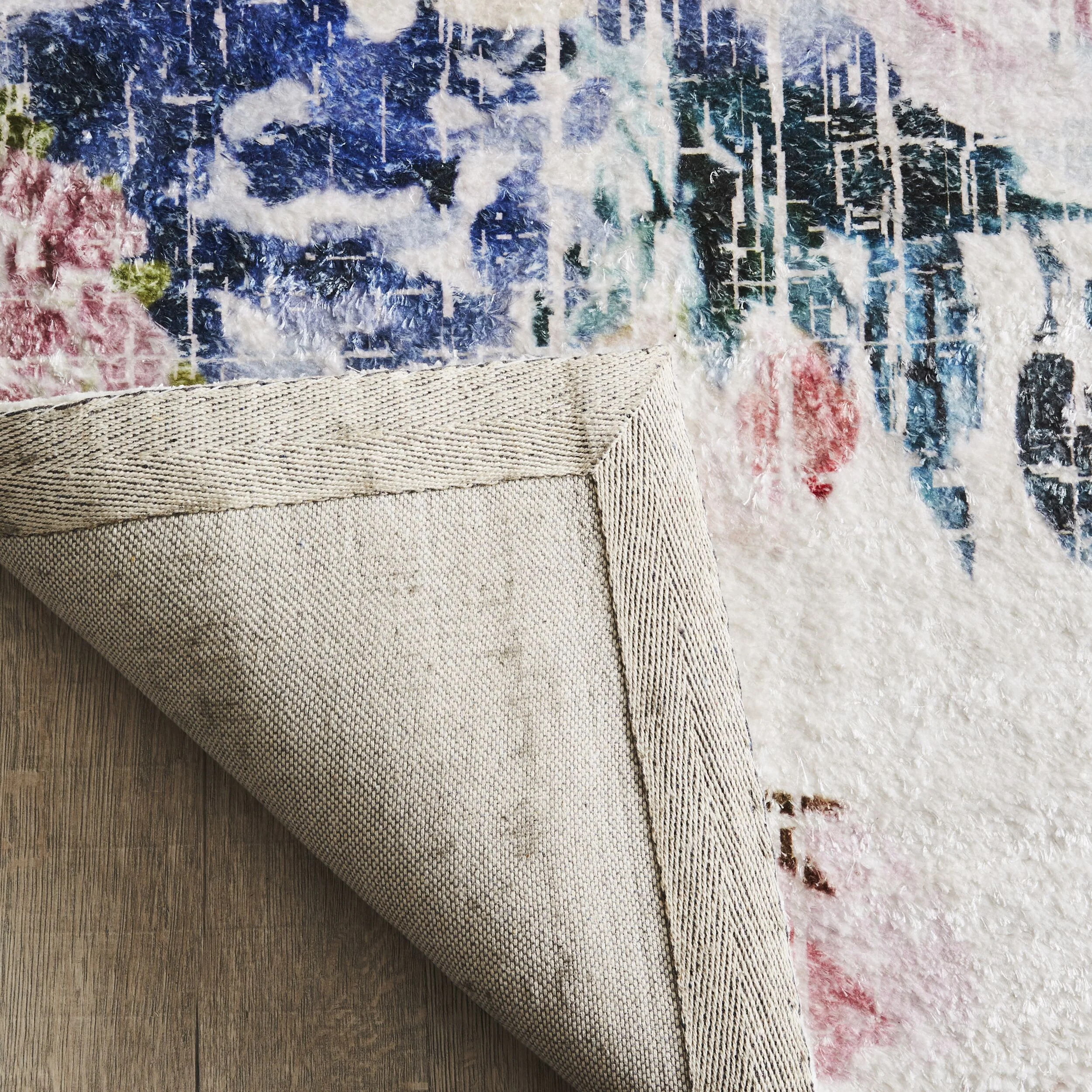 Botanical Snow Digital Printed Tufted Shaggy Rug 240x150cm - Image 6