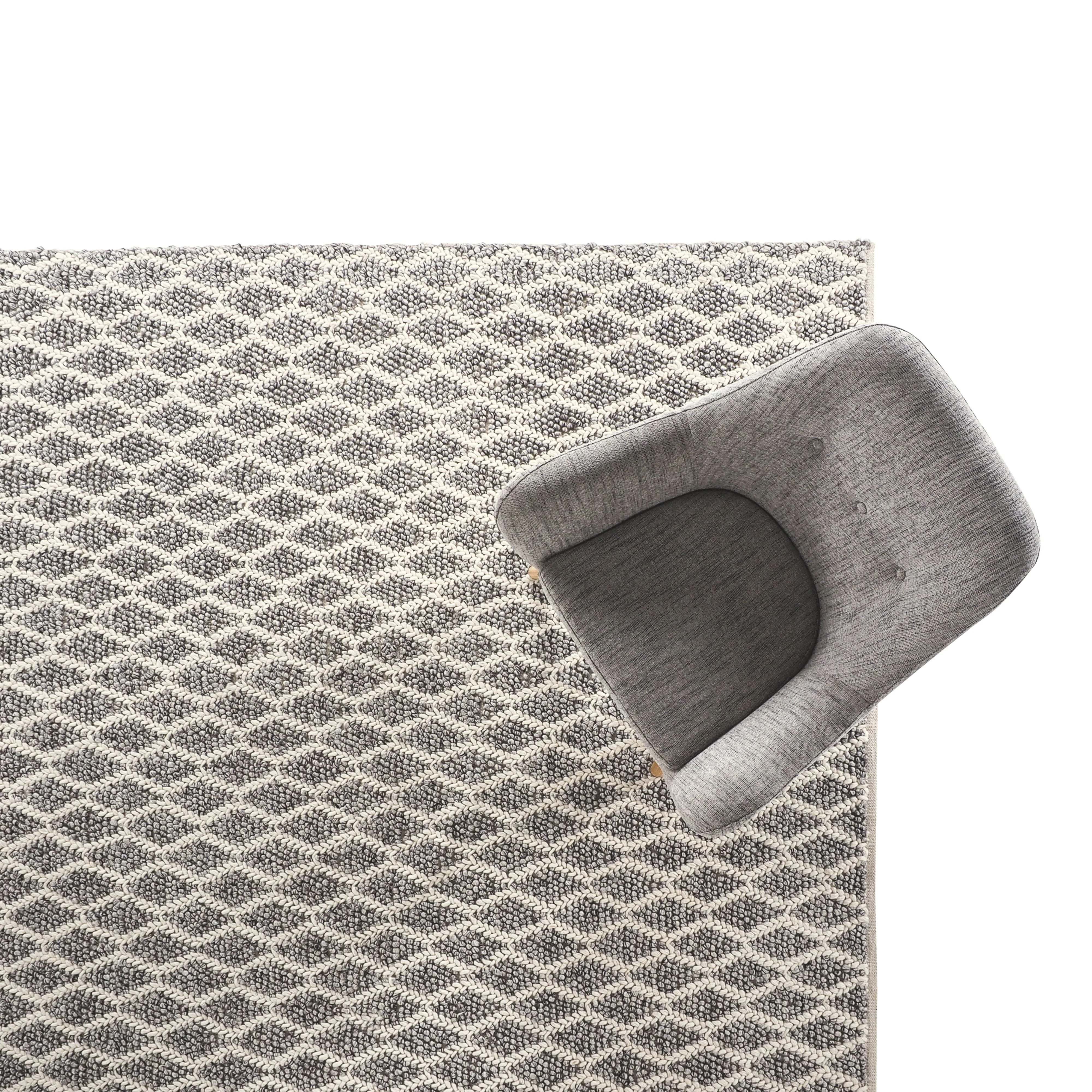 Braided Diamond Hand Woven Grey & Cream Wool Rug 240 x 300 cm - Image 11