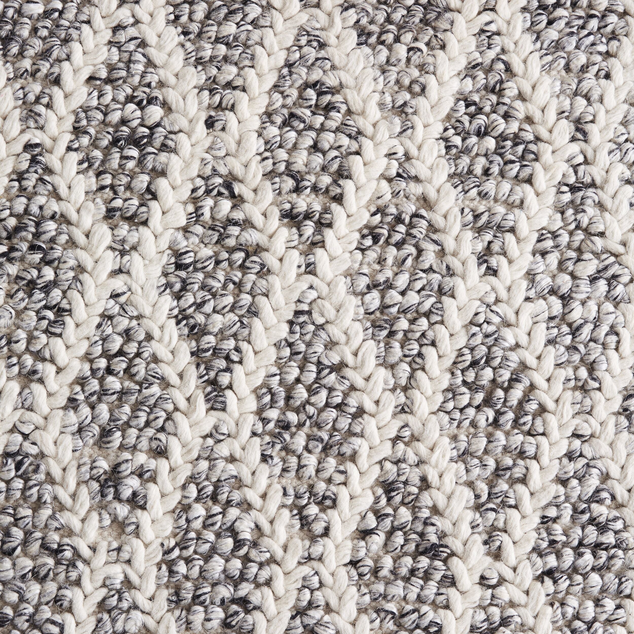 Braided Diamond Hand Woven Grey & Cream Wool Rug 240 x 300 cm - Image 2