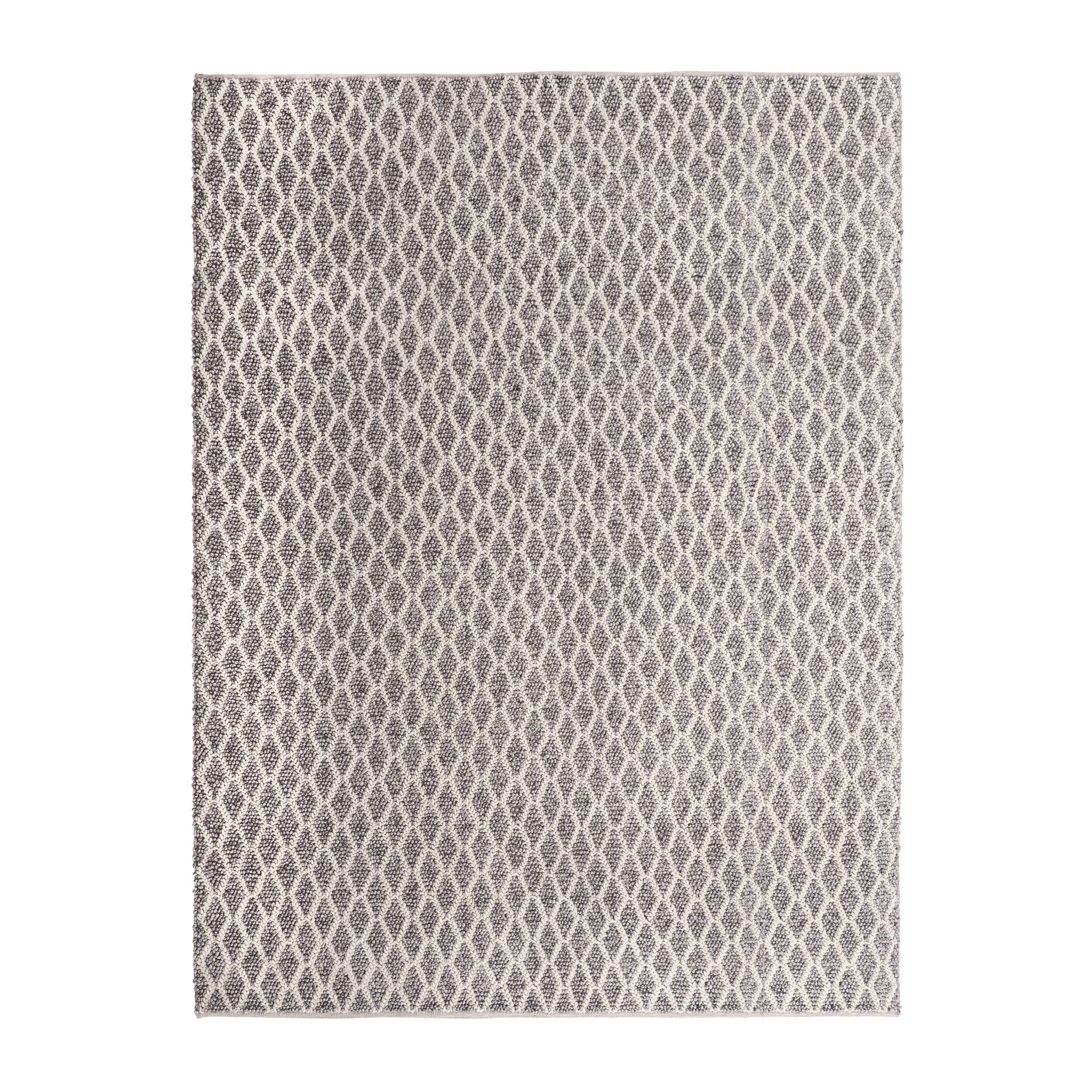 Braided Diamond Hand Woven Grey & Cream Wool Rug 400x300cm