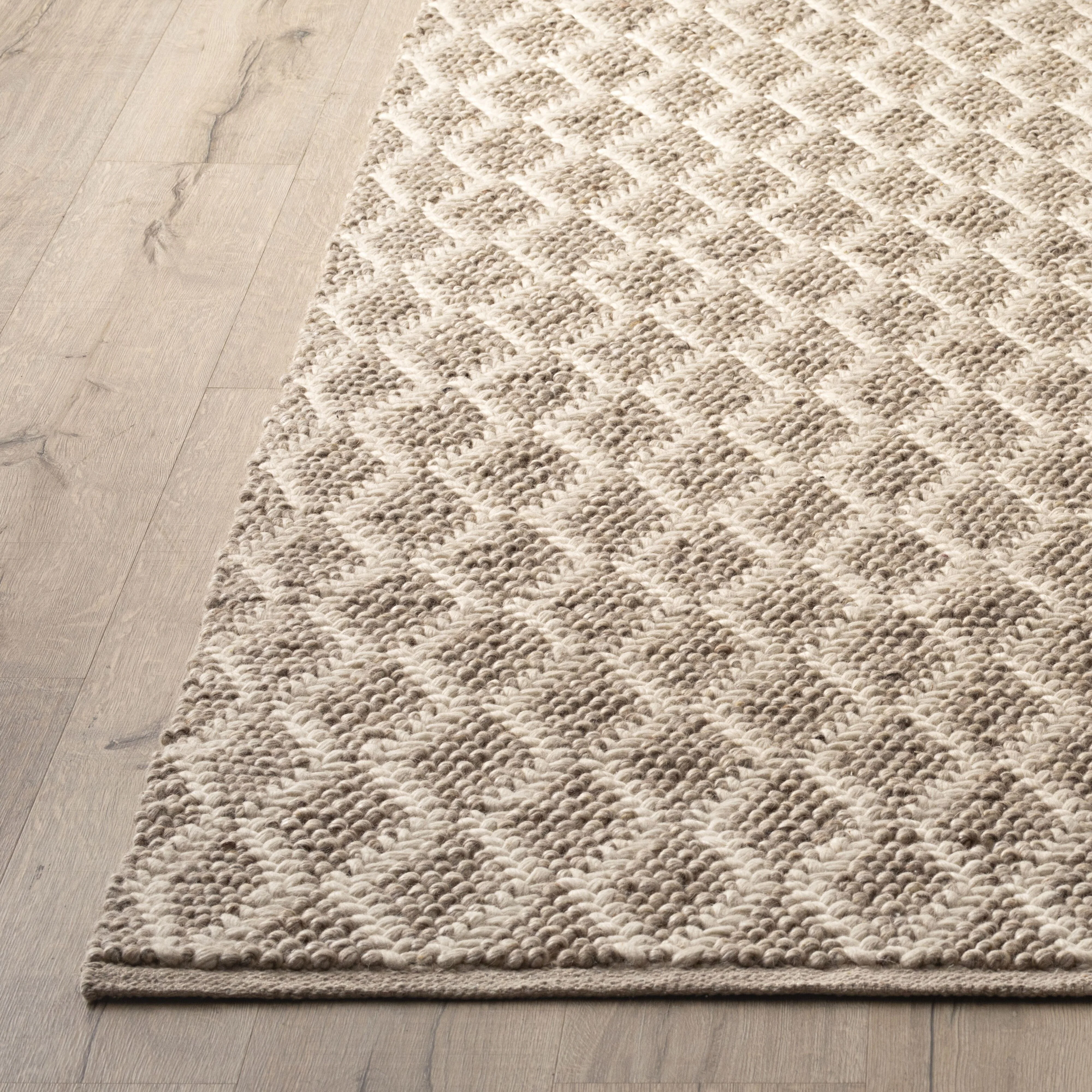 Braided Diamond Hand Woven Wool Blend Natural & Cream Rug 300x240cm - Image 4
