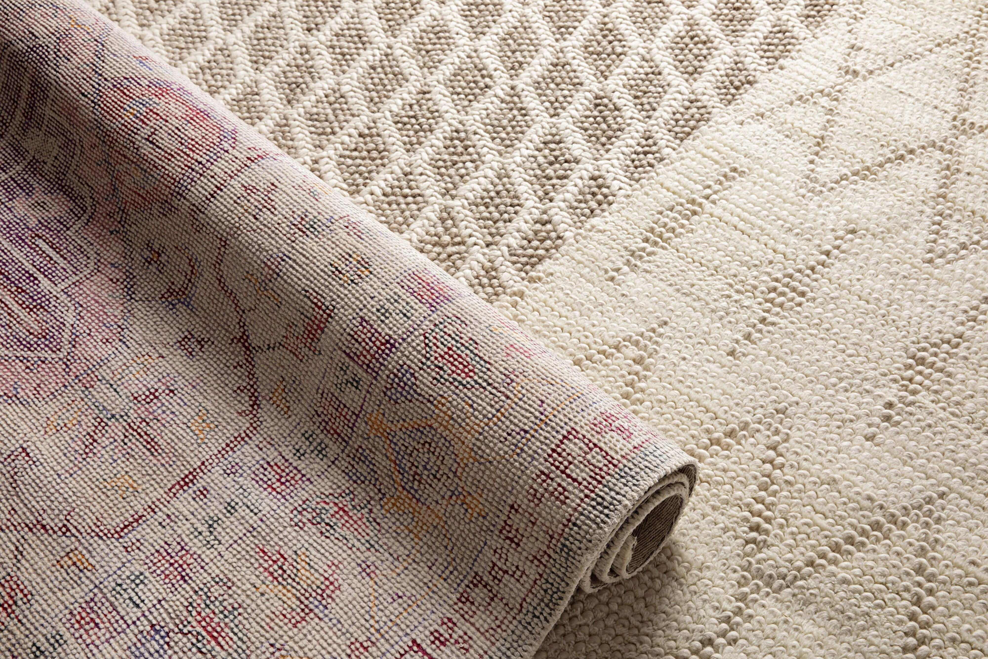 Braided Diamond Hand Woven Wool Blend Natural & Cream Rug 300x240cm - Image 6