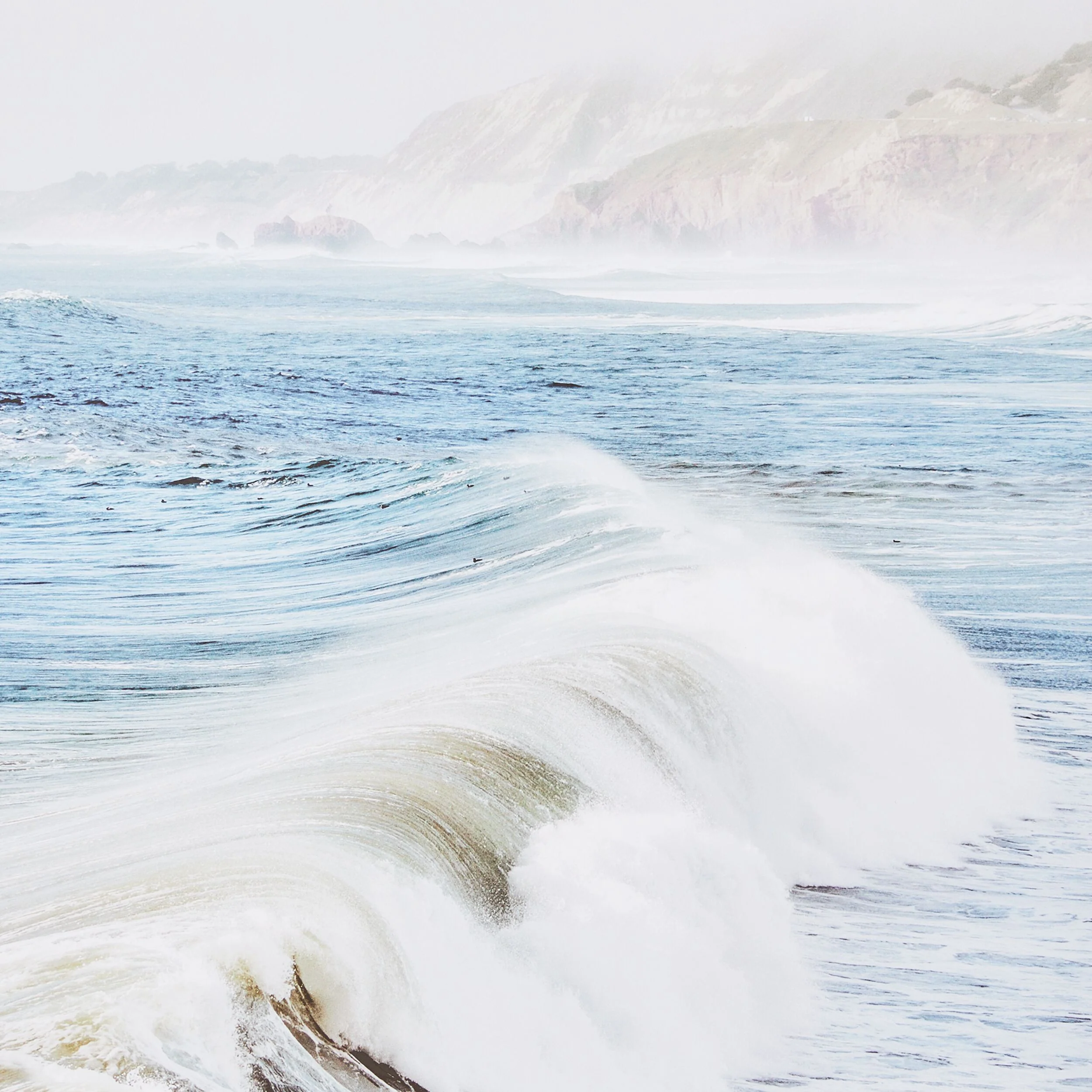 Breaking Waves Framed Glass Print 70x105cm - Image 2
