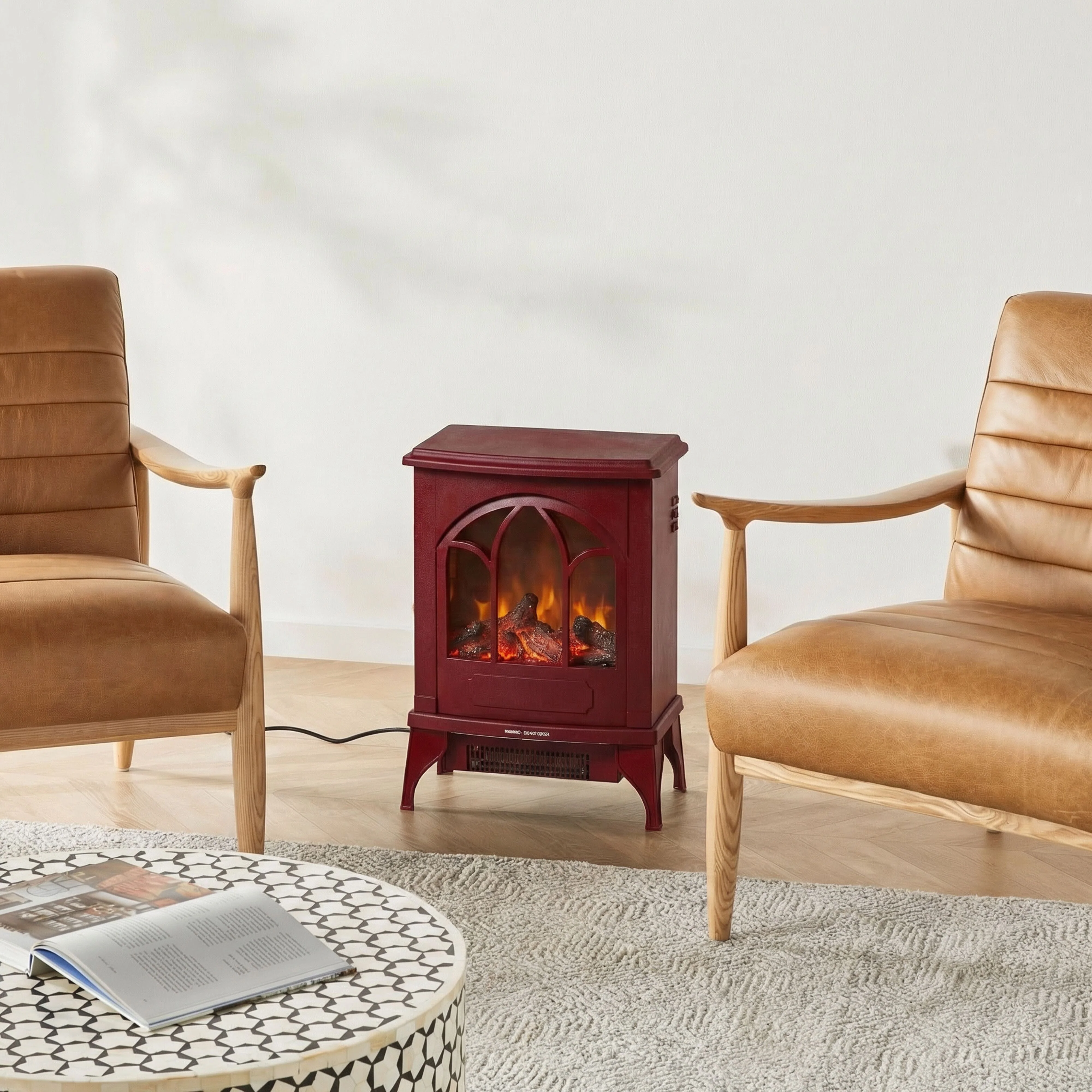 Bromley Electric Fireplace Burgundy - Image 7