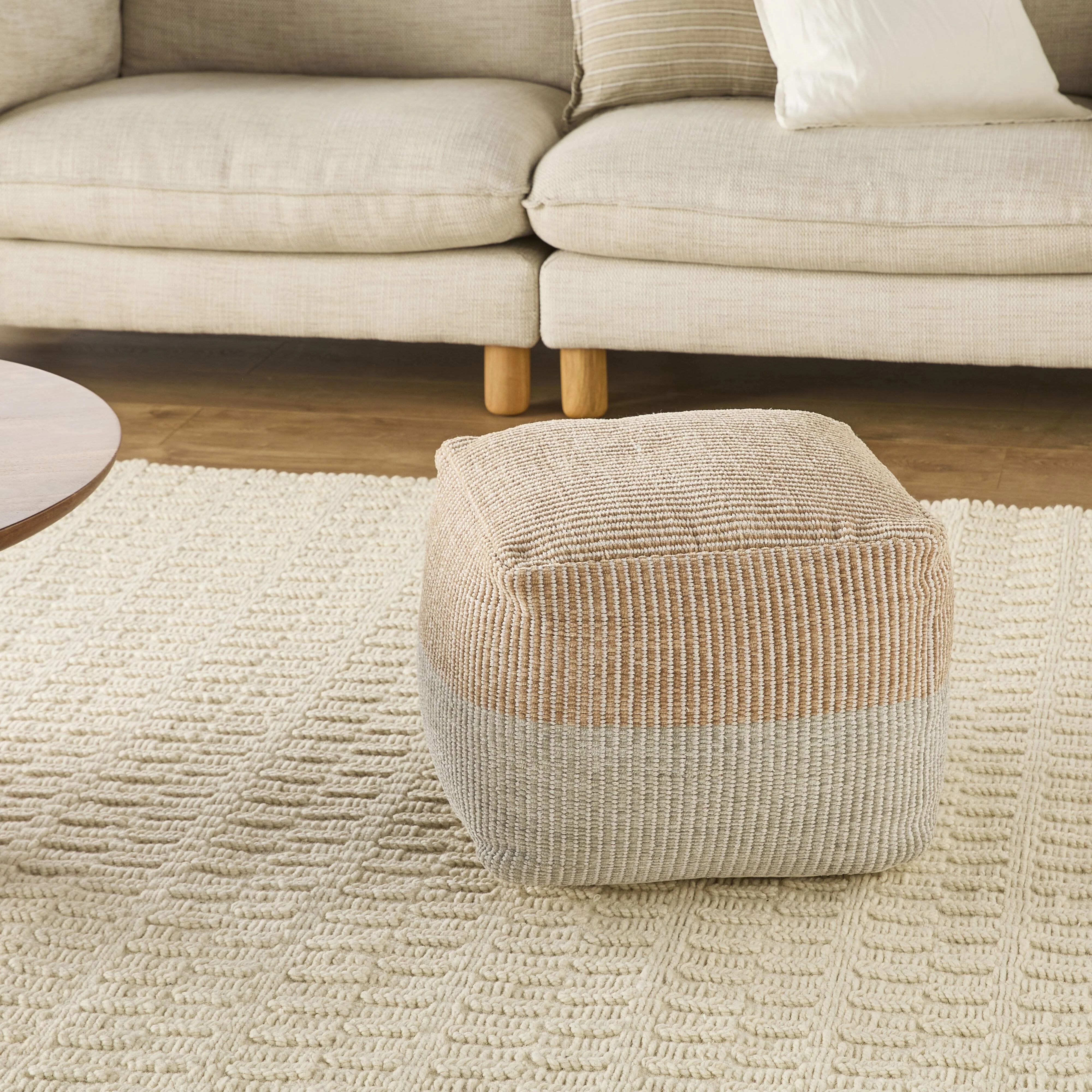 Bronte Colour-Blocked Square Pouf - Image 4
