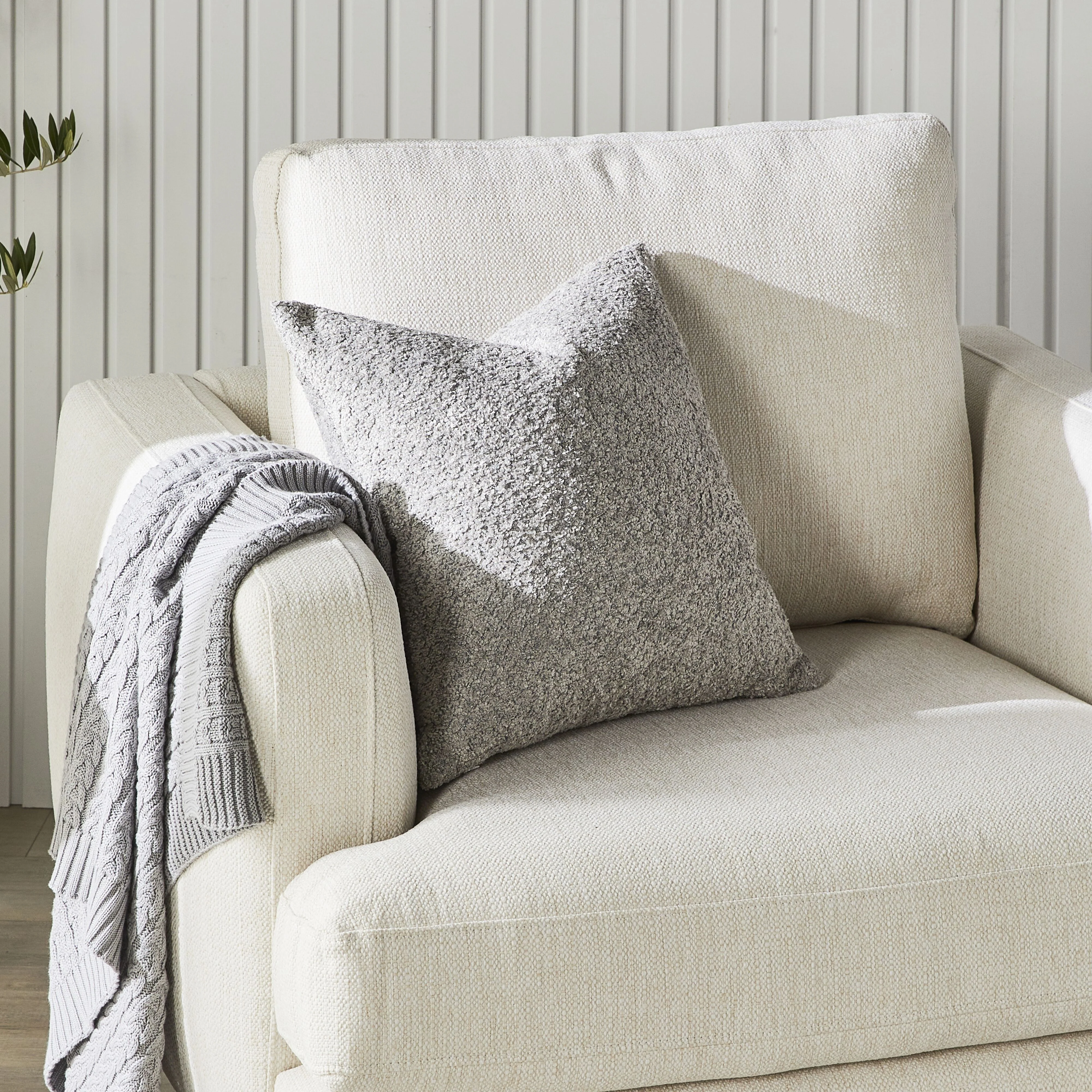 Byron Boucle Cushion Fog 45x45cm - Image 6