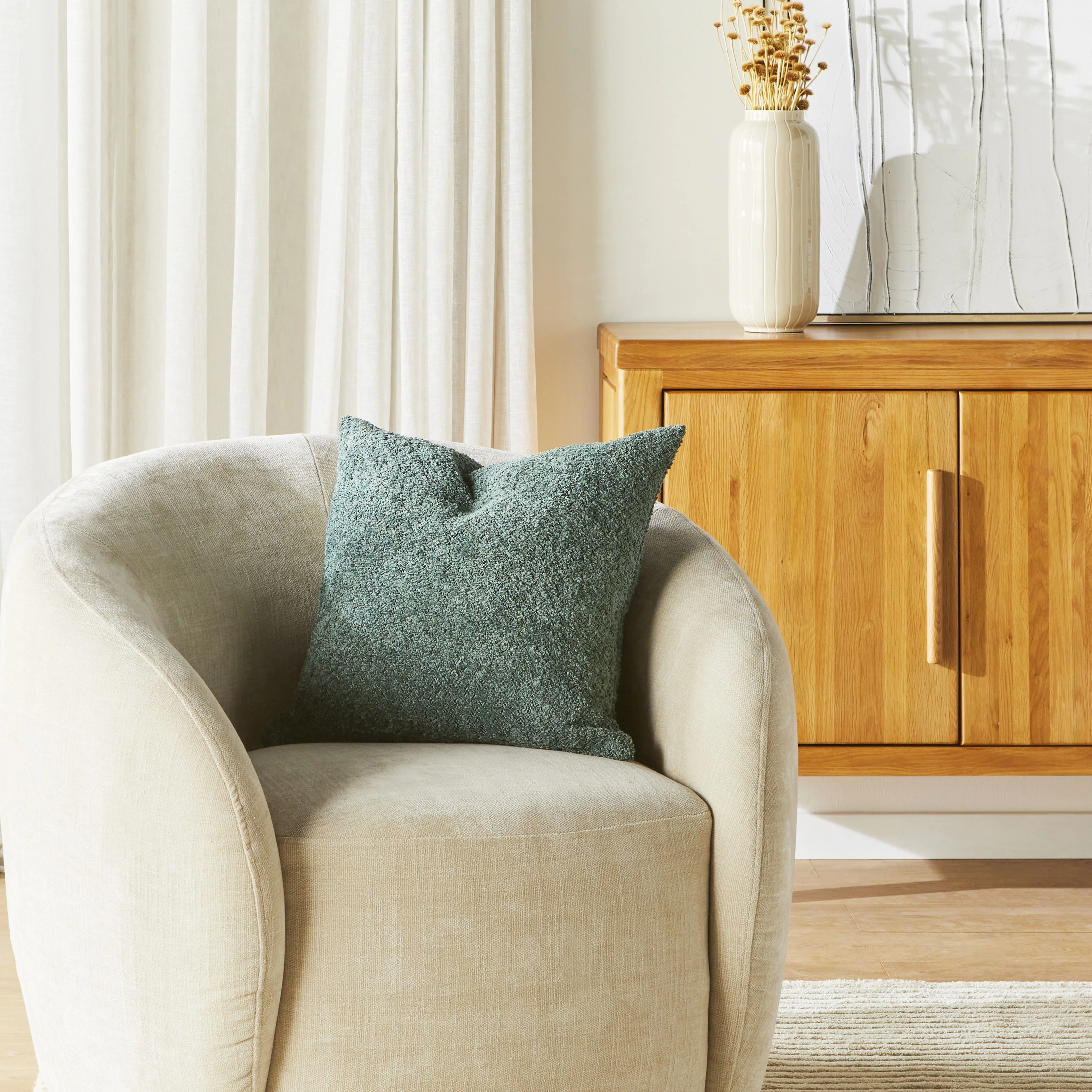 Byron Boucle Cushion Forest 45x45cm - Image 3