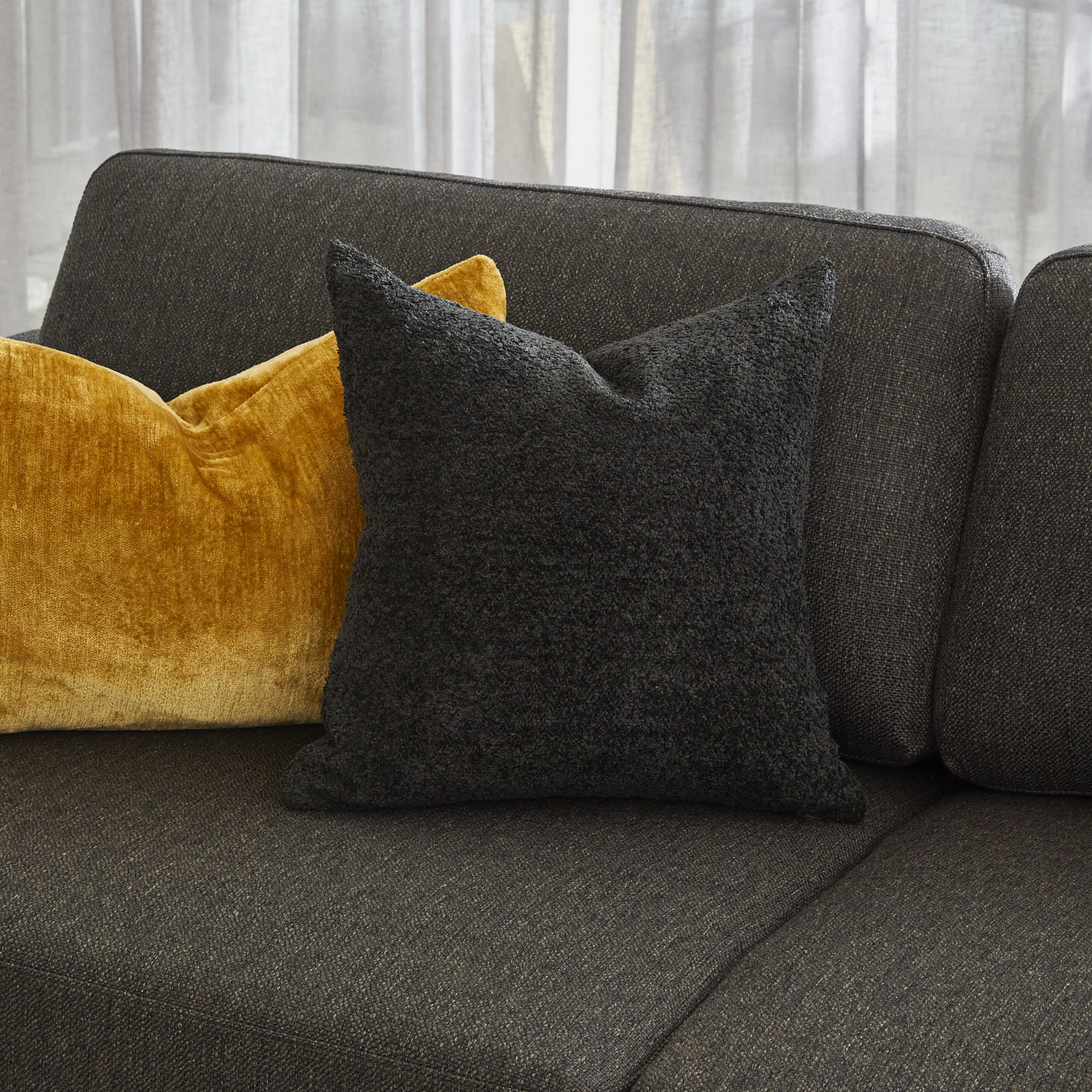 Byron Boucle Cushion Lead 45x45cm - Image 4
