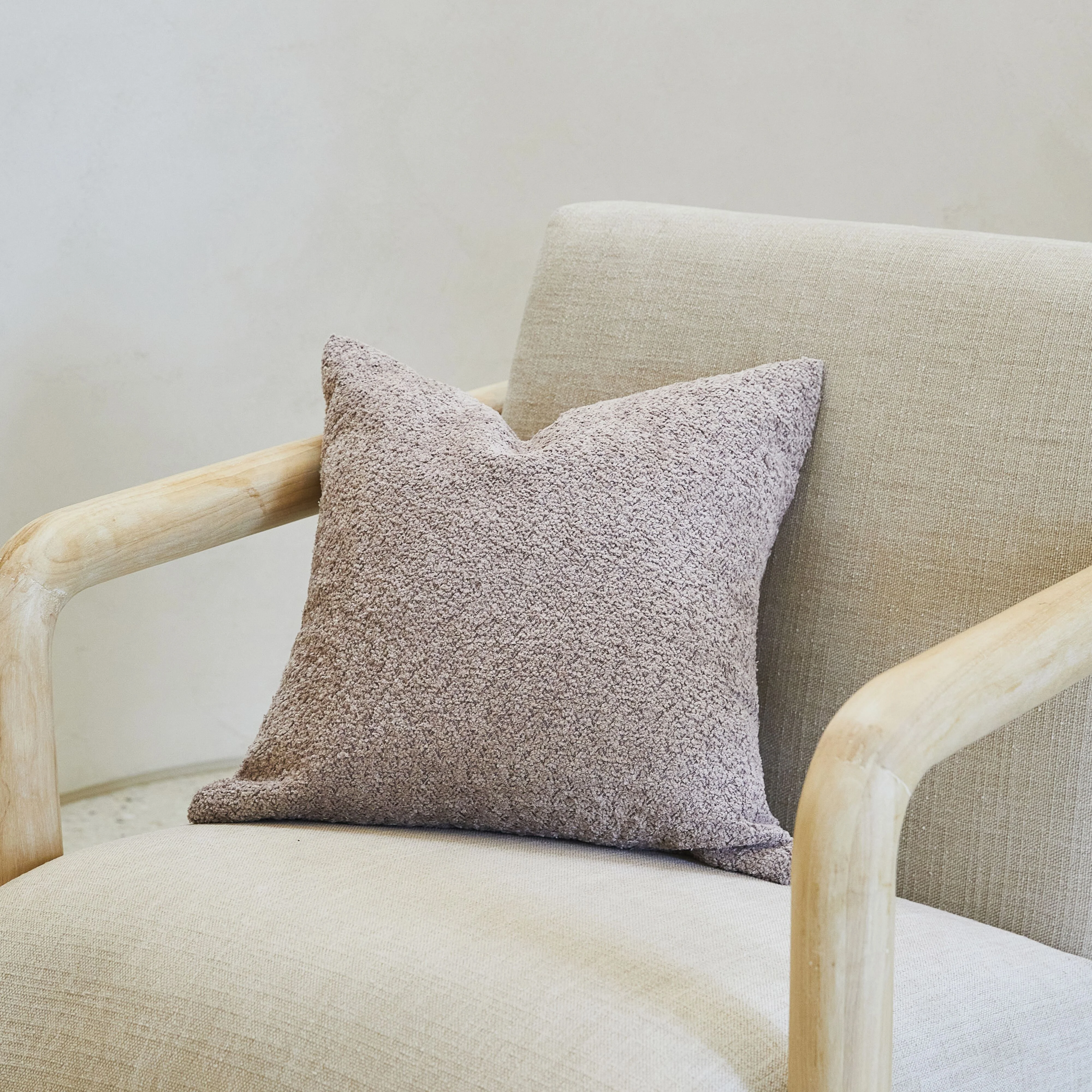 Byron Boucle Cushion Rose Ash 45x45cm - Image 3