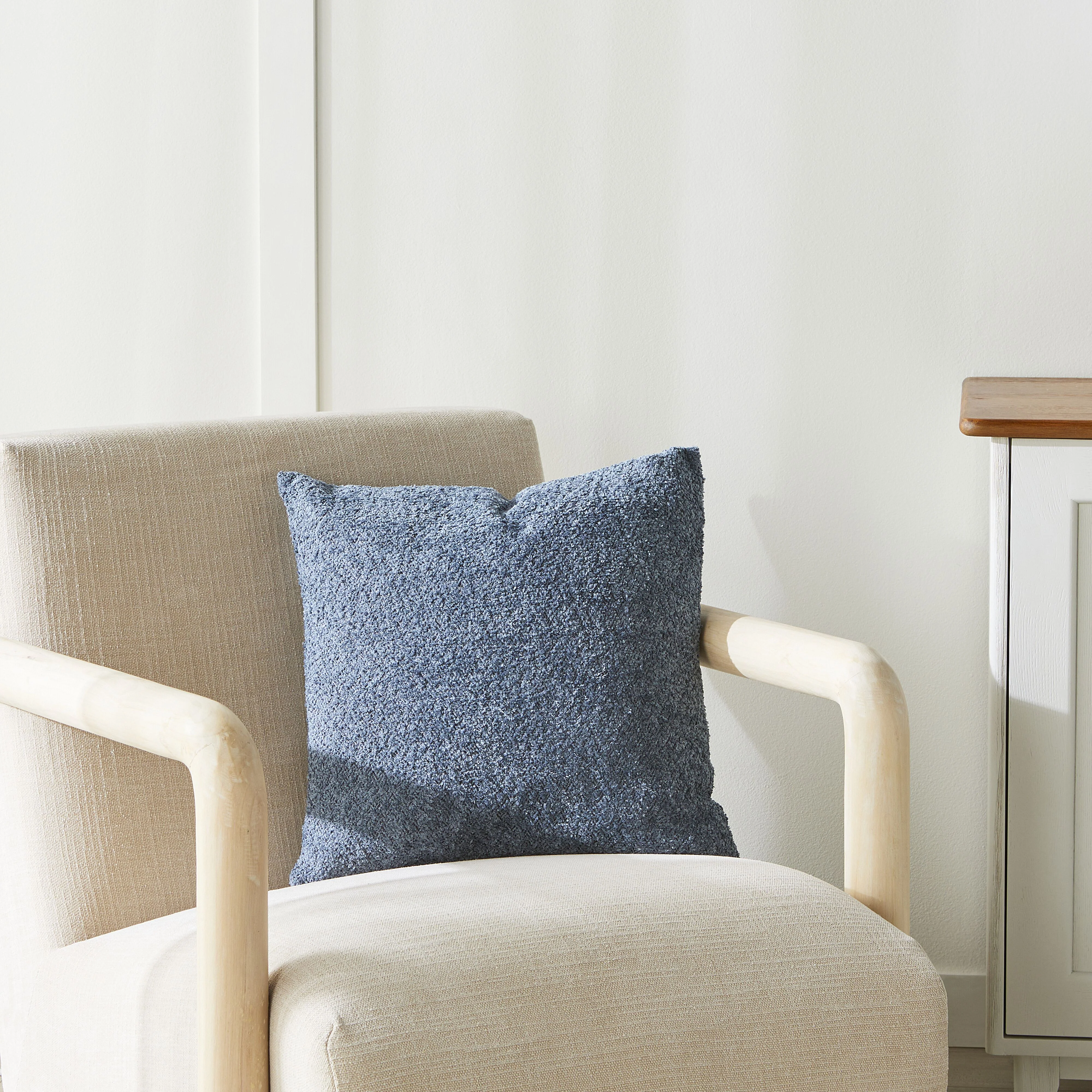 Byron Boucle Cushion Storm Blue 45x45cm - Image 4