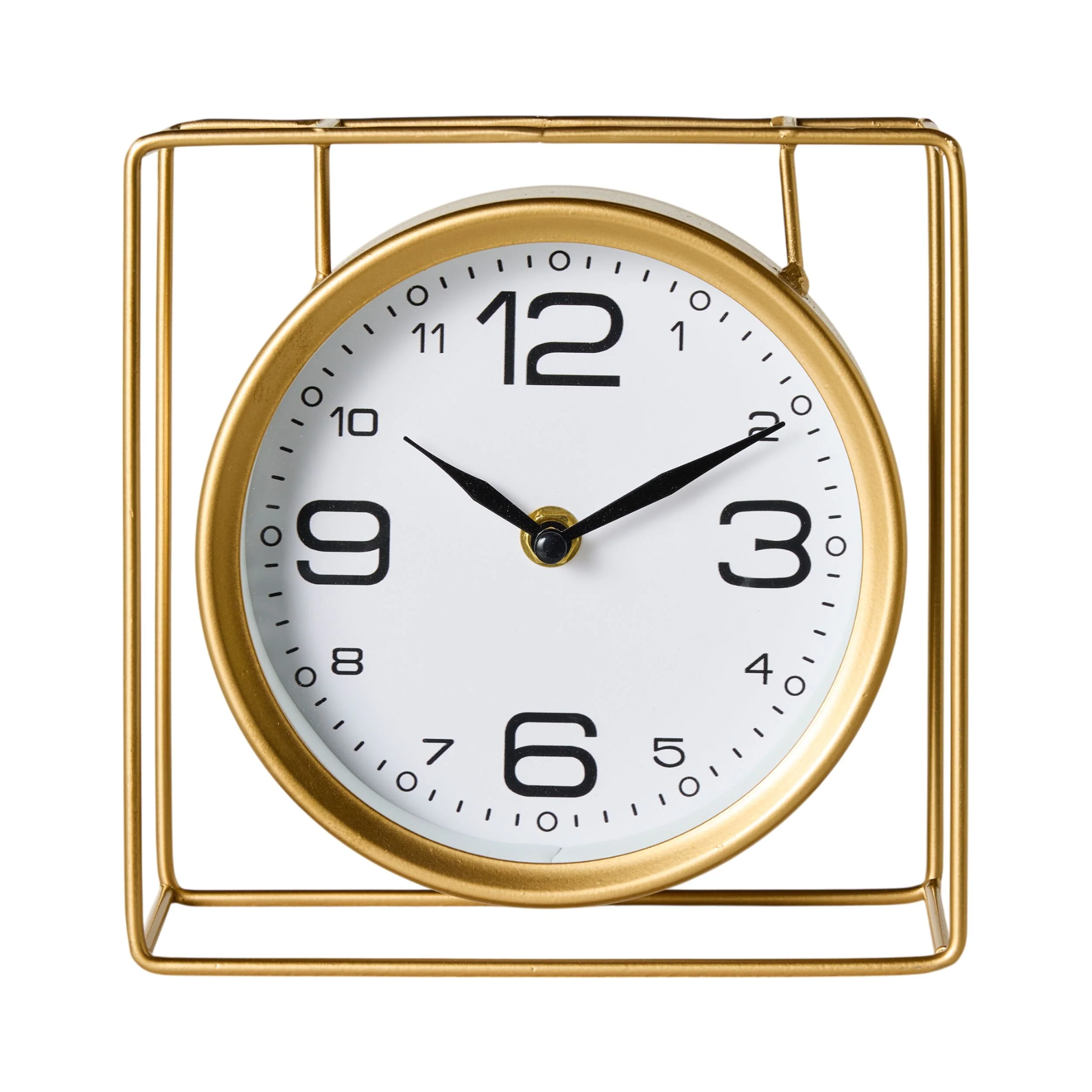 Caged Mantel Clock Gold 18x18x7cm