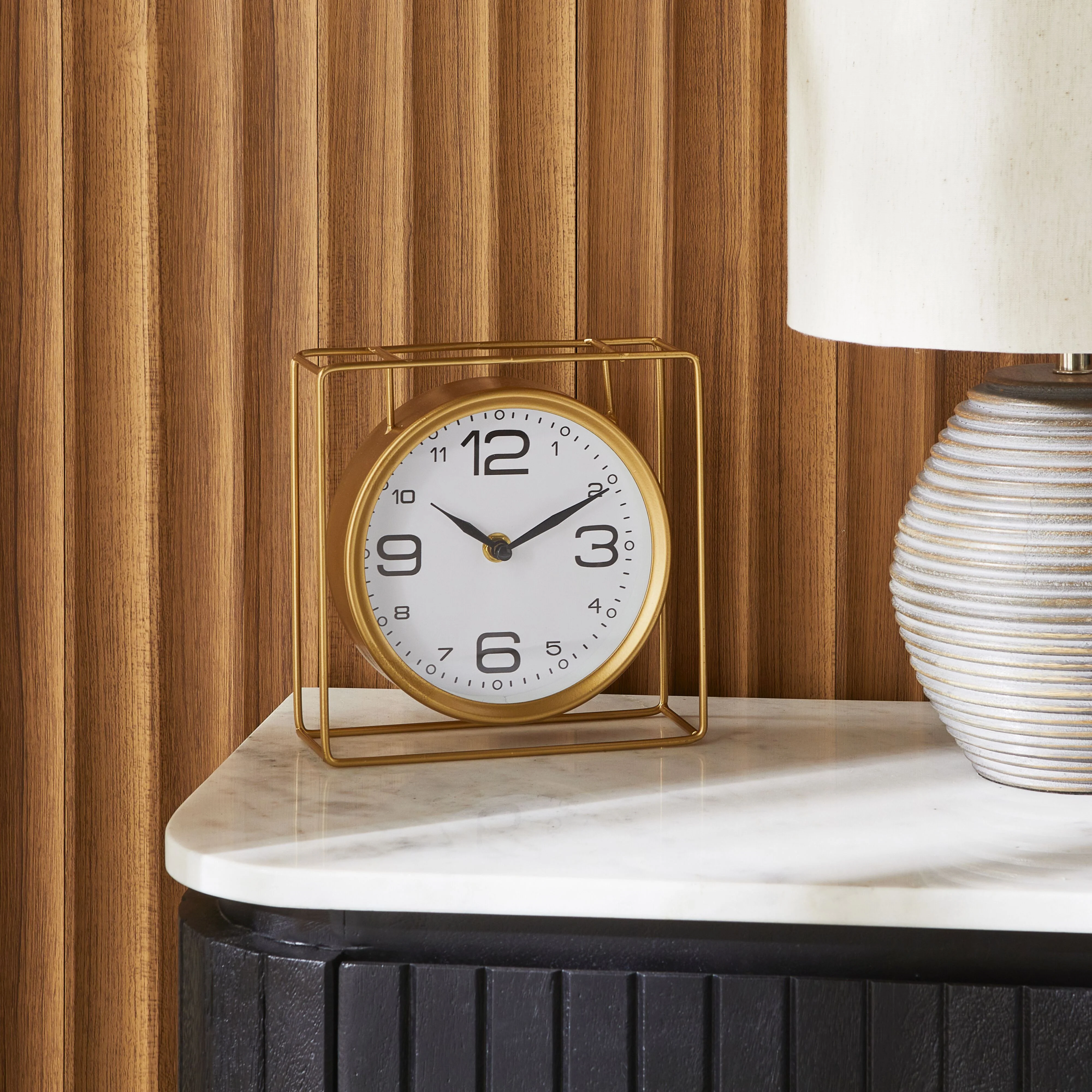 Caged Mantel Clock Gold 18x18x7cm - Image 6