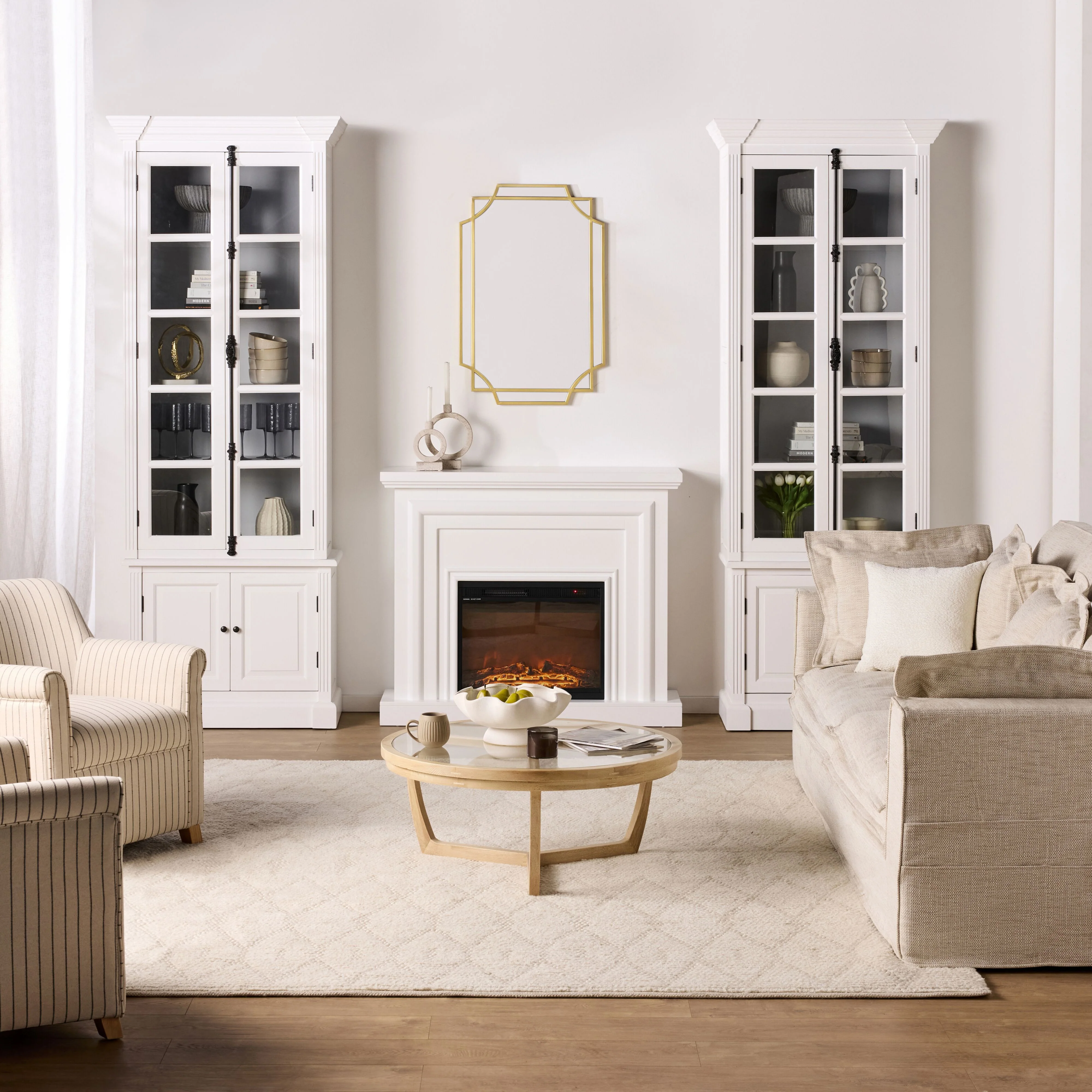 Camille 2 Door Display Cabinet White 91.5 x 240.5cm - Image 8