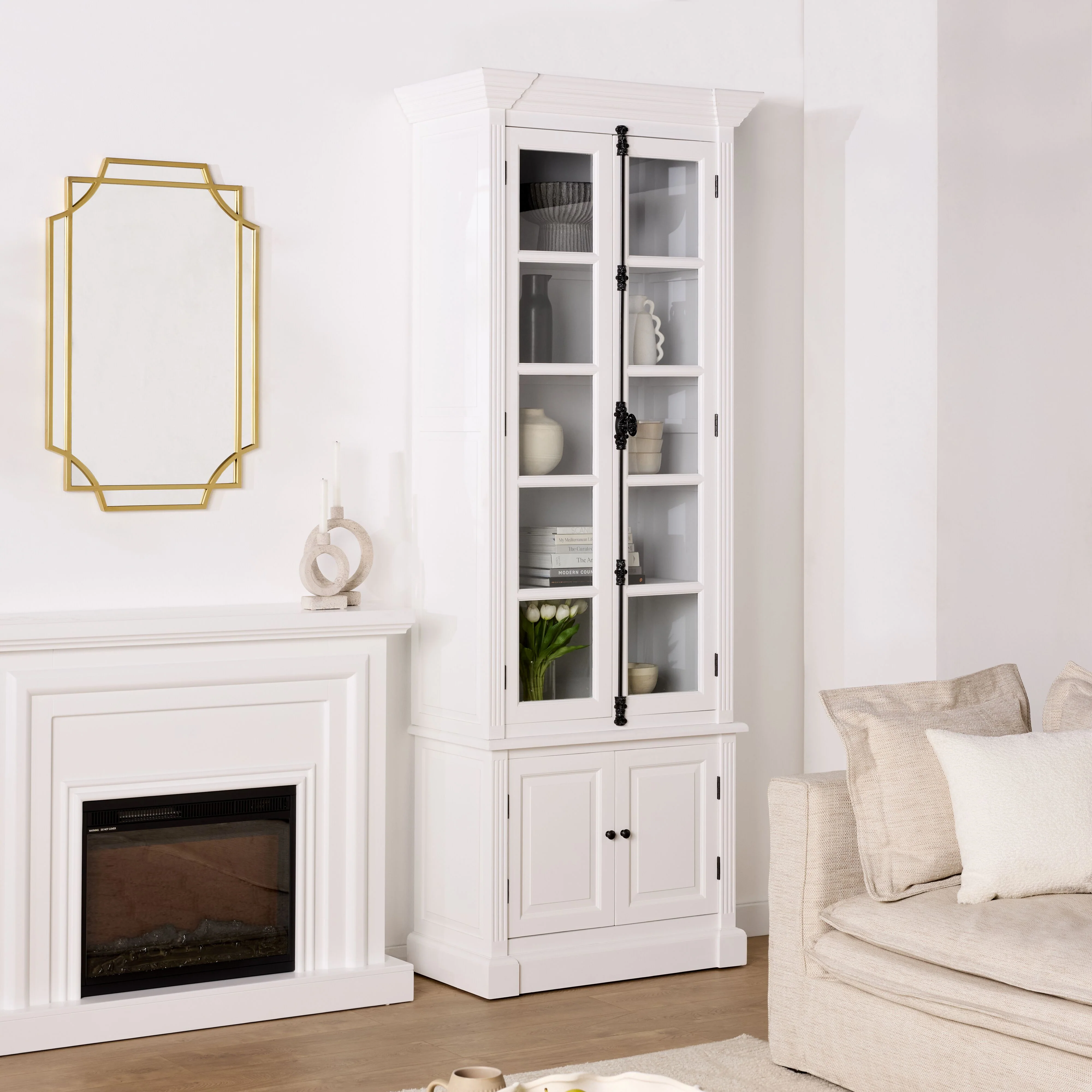 Camille 2 Door Display Cabinet White 91.5 x 240.5cm - Image 9
