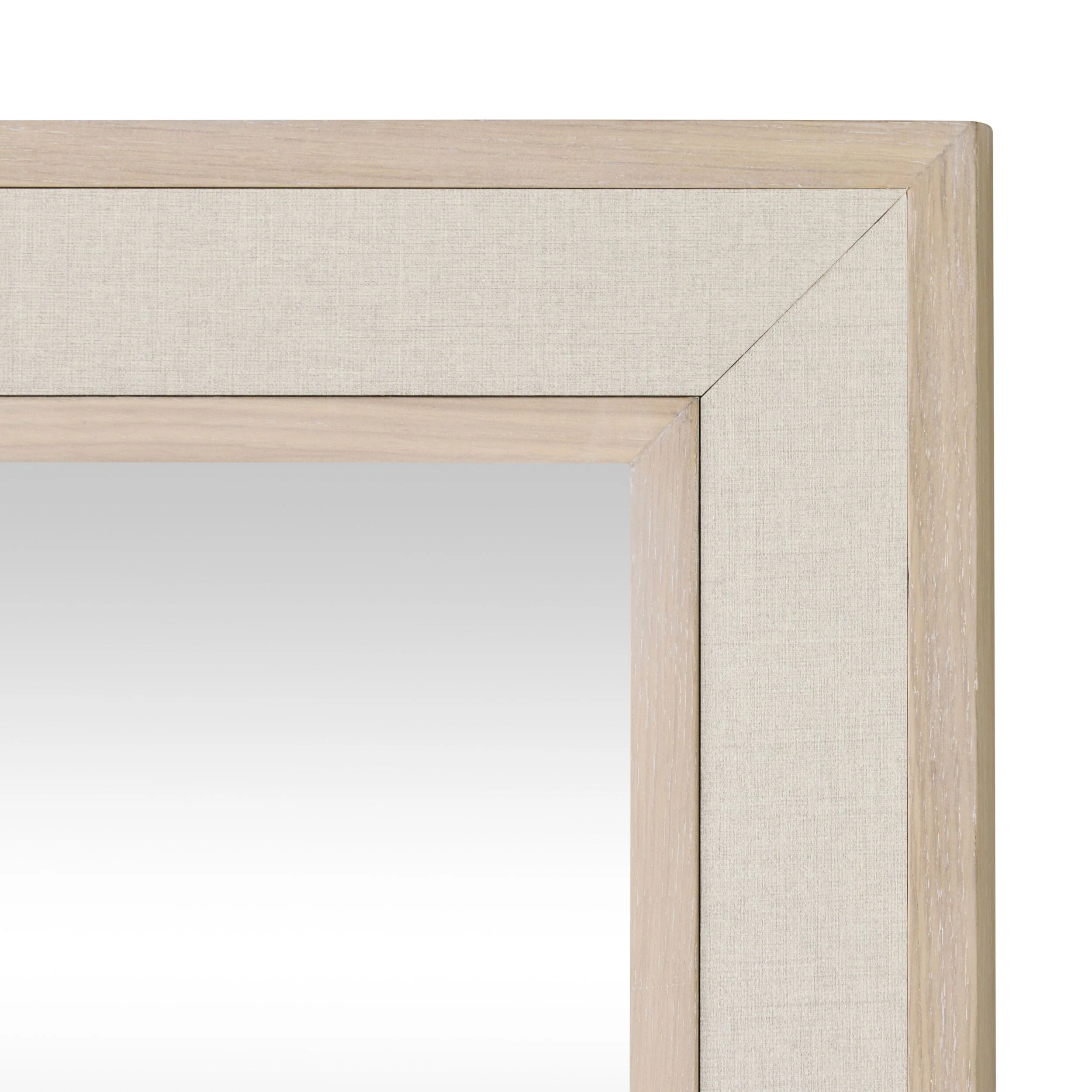 Cannes White Washed Oak & Linen Insert Floor Mirror 170x80cm - Image 2