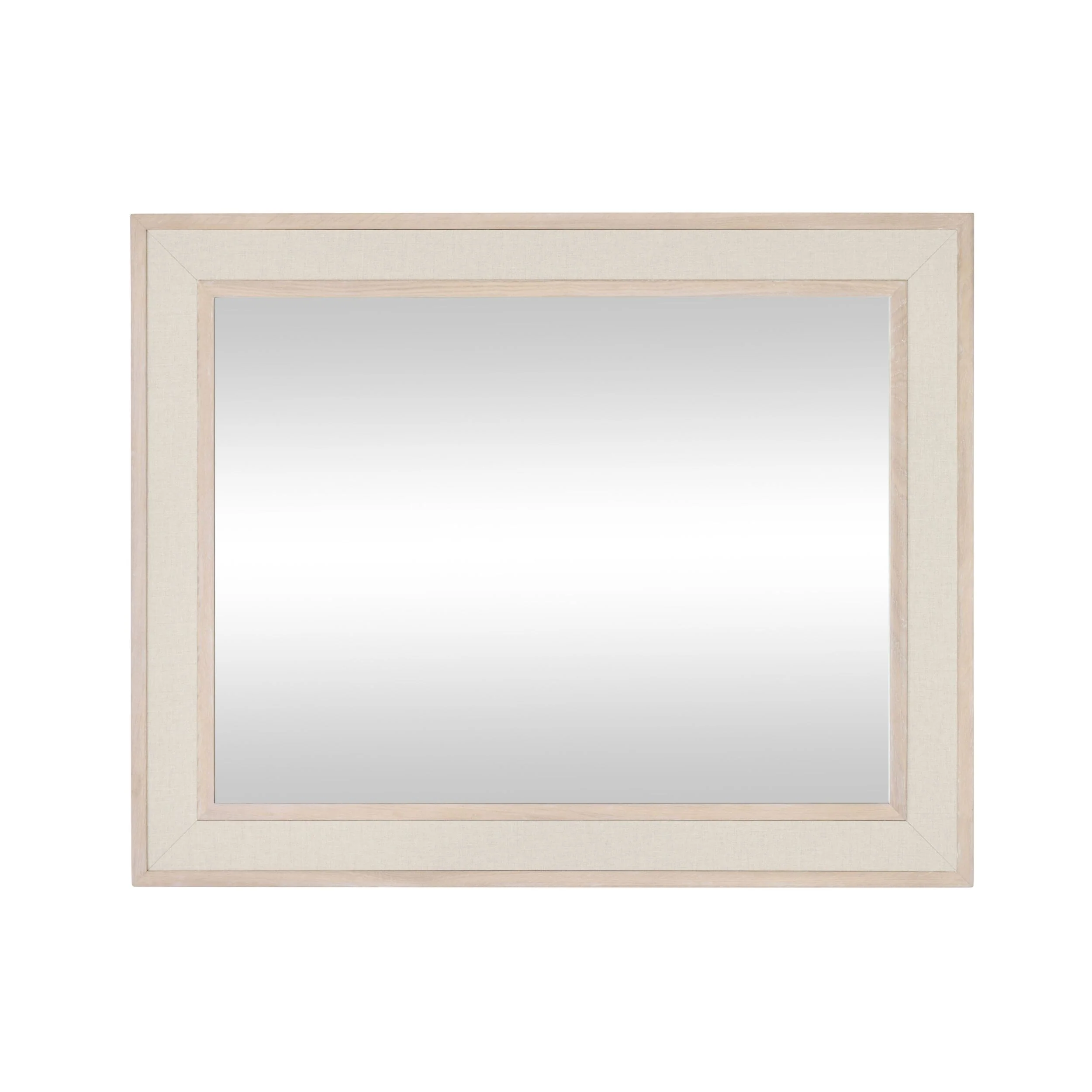 Cannes White Washed Oak & Linen Insert Wall Mirror 100x80cm - Image 2