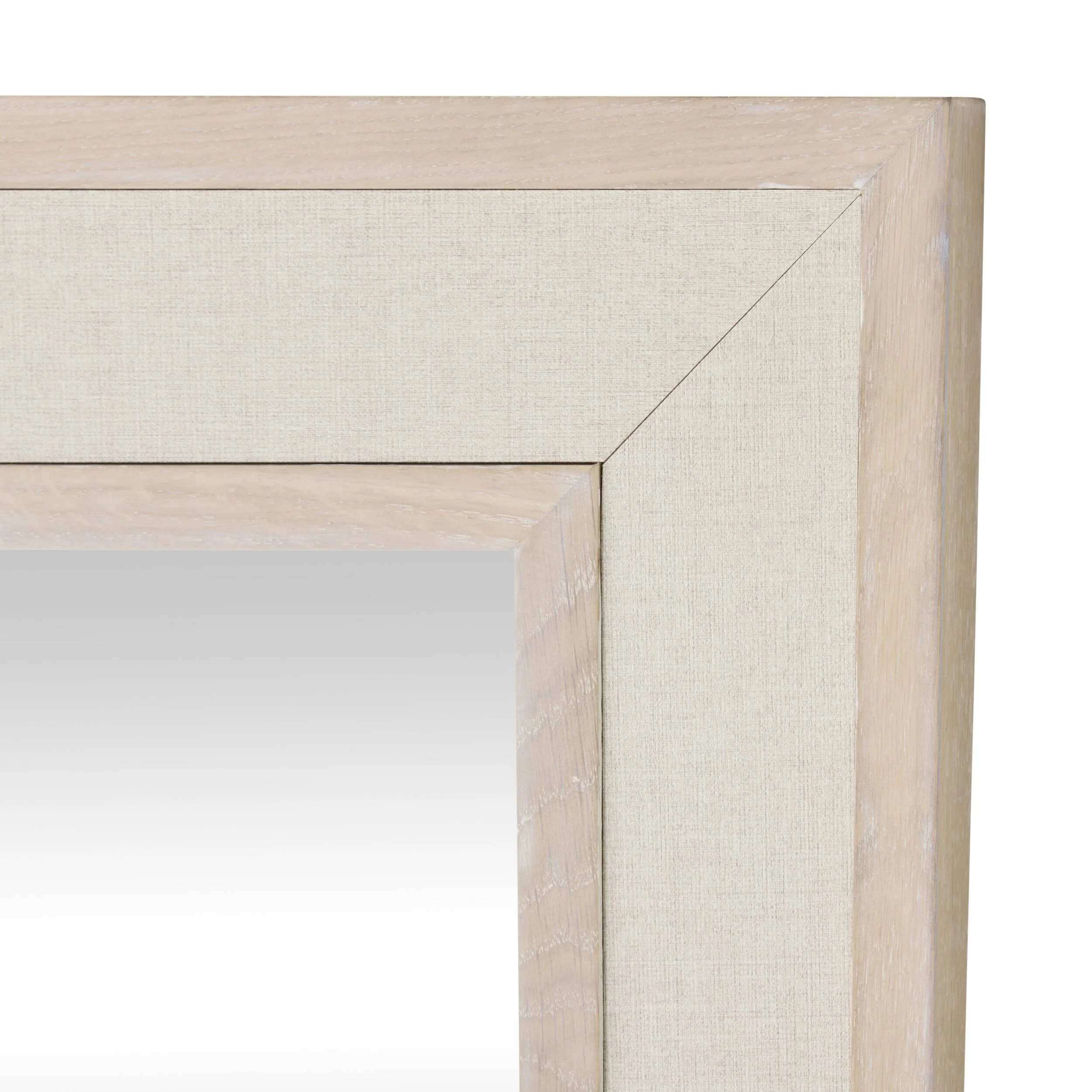 Cannes White Washed Oak & Linen Insert Wall Mirror 100x80cm - Image 3