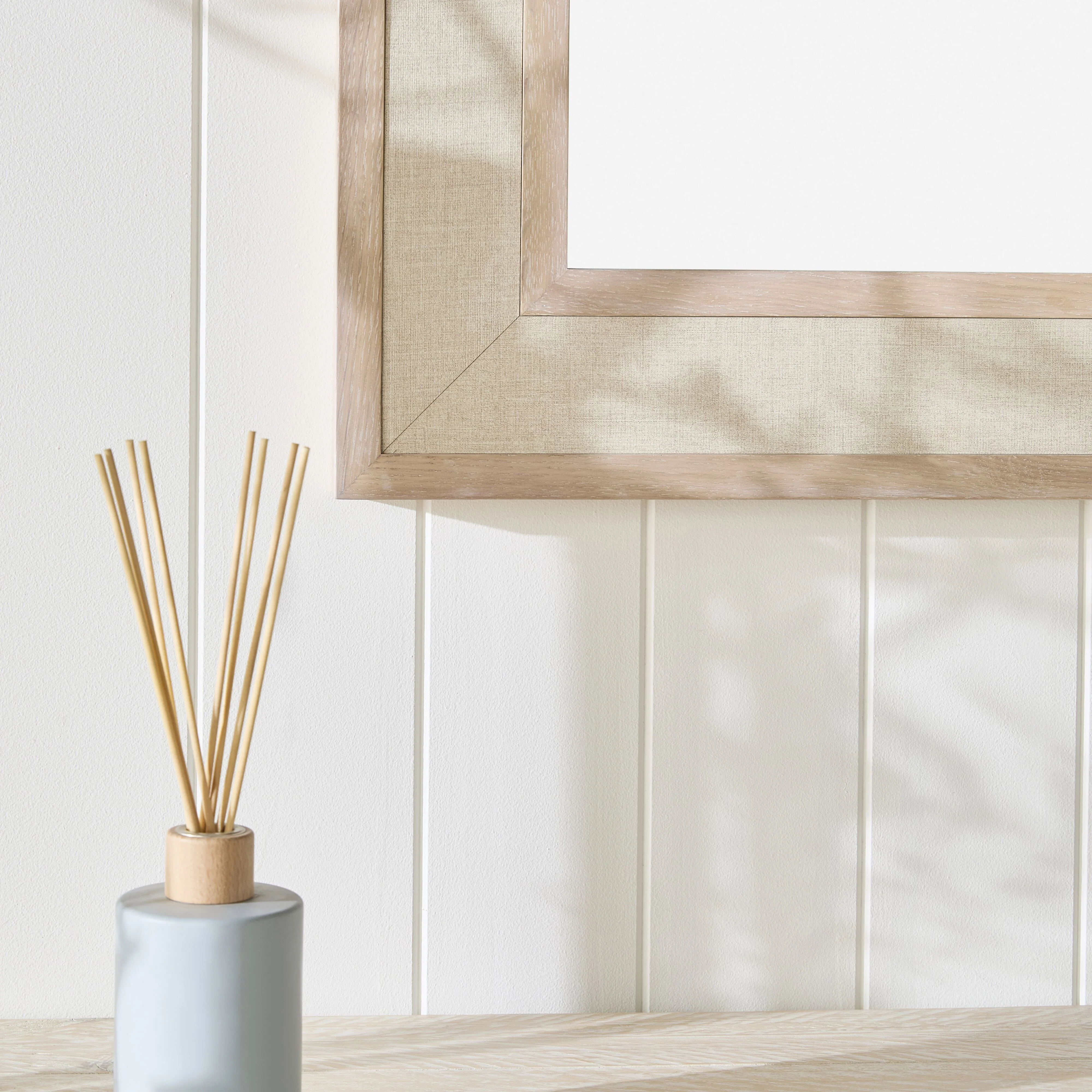 Cannes White Washed Oak & Linen Insert Wall Mirror 100x80cm - Image 7