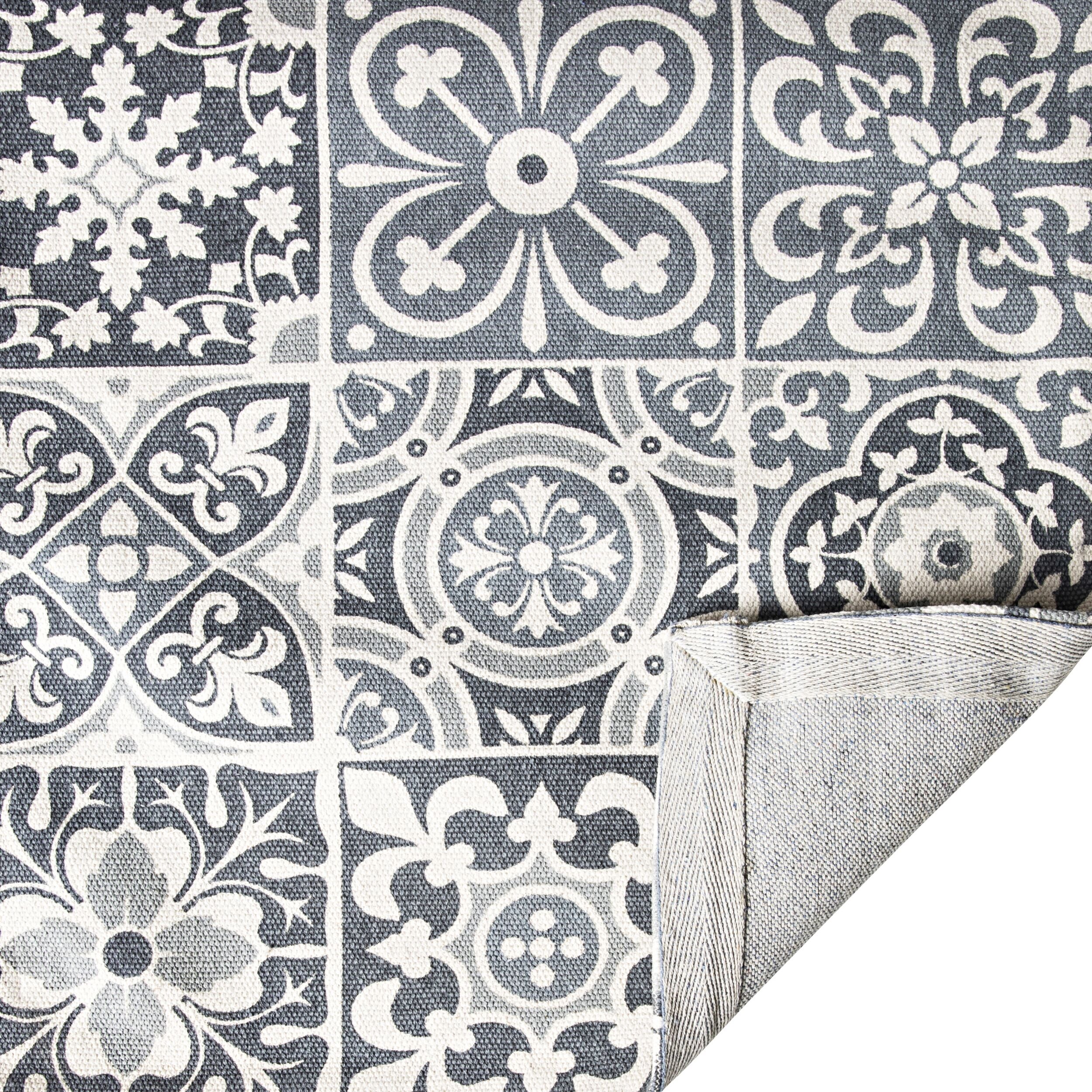 Carrelage Tile Hand Woven Soft Grey And Blue Rug Runner 200x70cm - Image 3