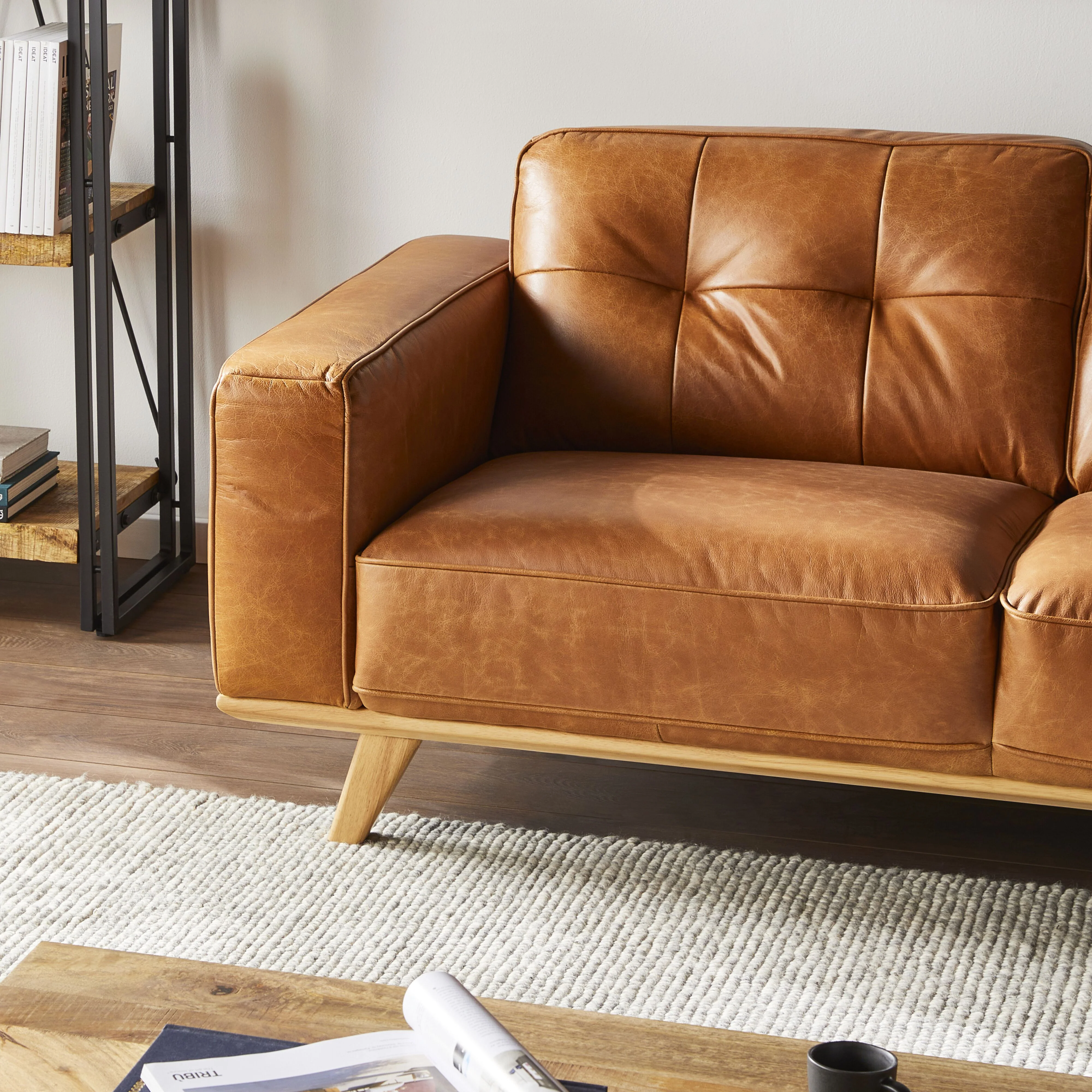 Carson 2 Seater Leather Sofa Dakota Vintage Brown - Image 4